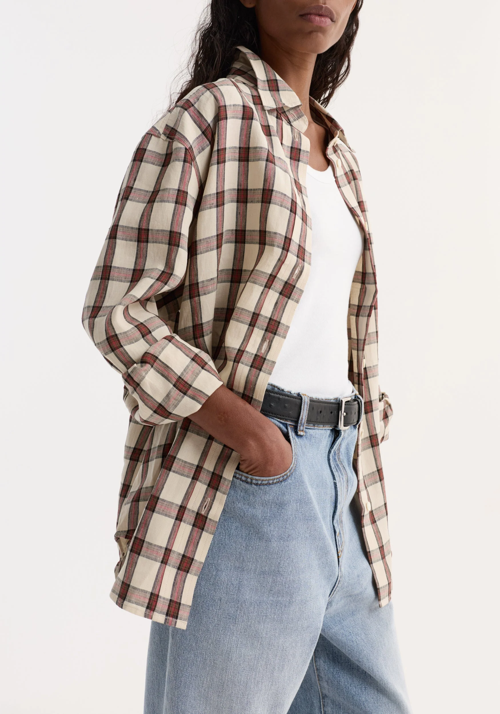 ROHE - Oversized check shirt | red table check - Image 5