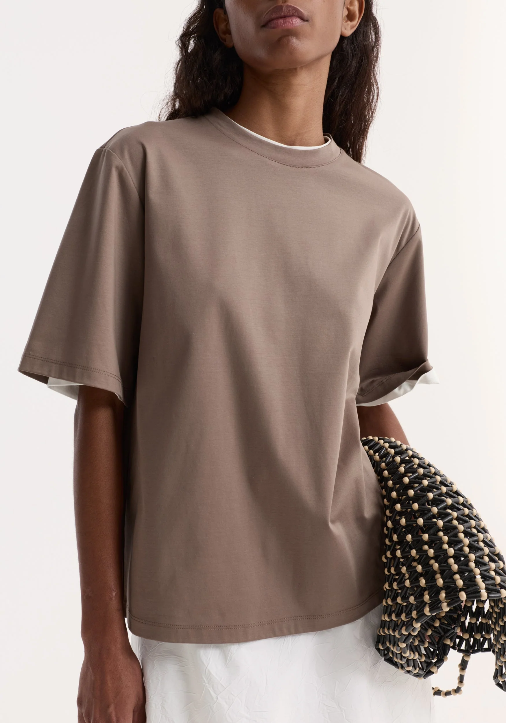 ROHE - Oversized cotton silk t - shirt | taupe - Image 3
