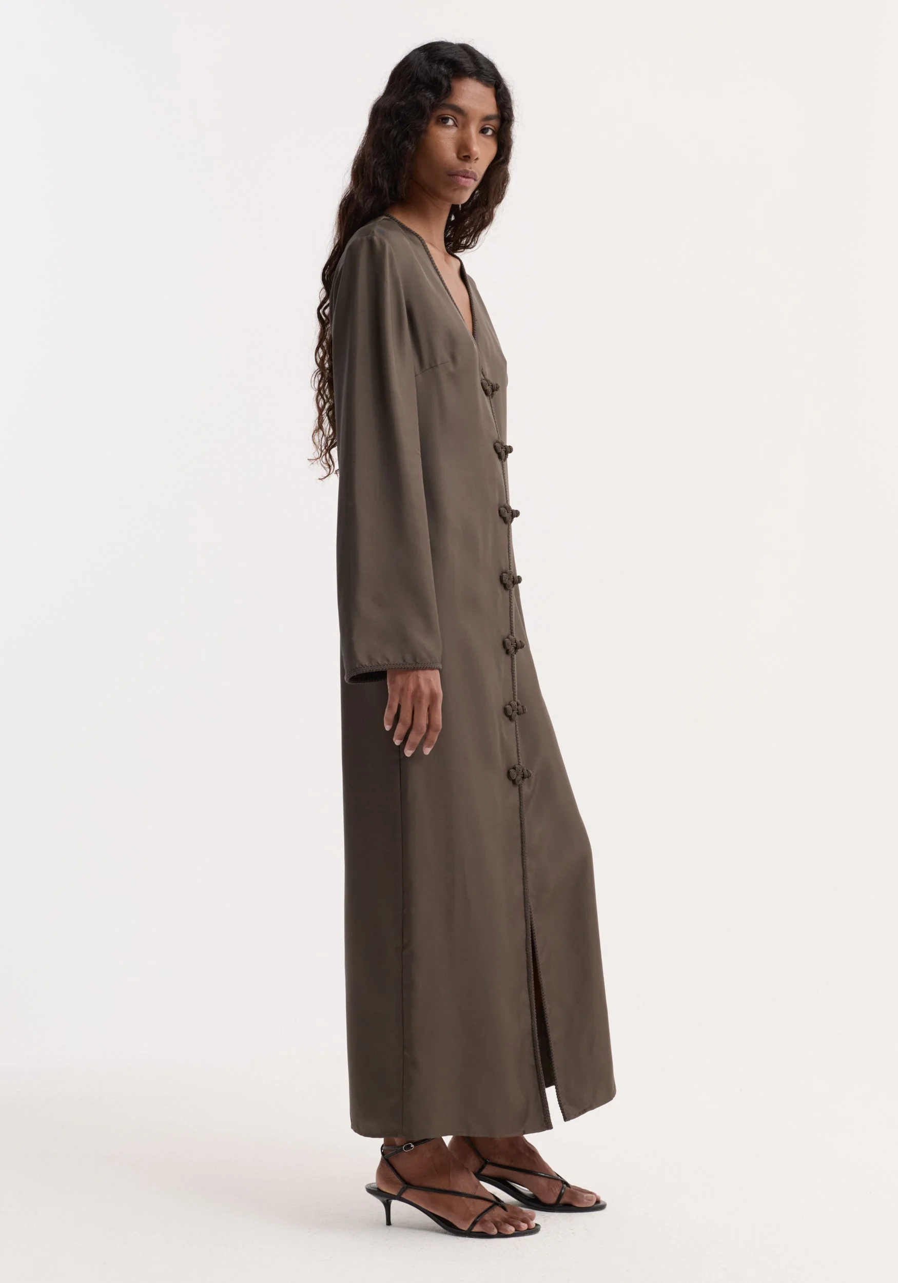 ROHE - Pankou closure silk dress | earth - Image 4