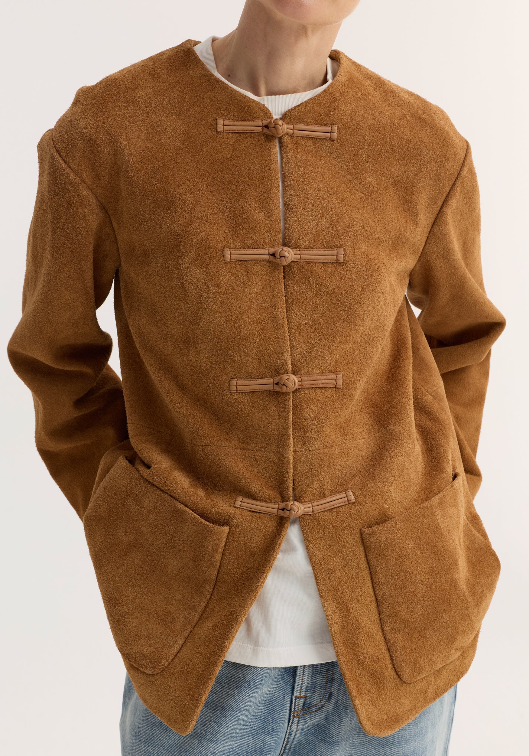 ROHE - Pankou closure suede jacket | cognac - Image 3