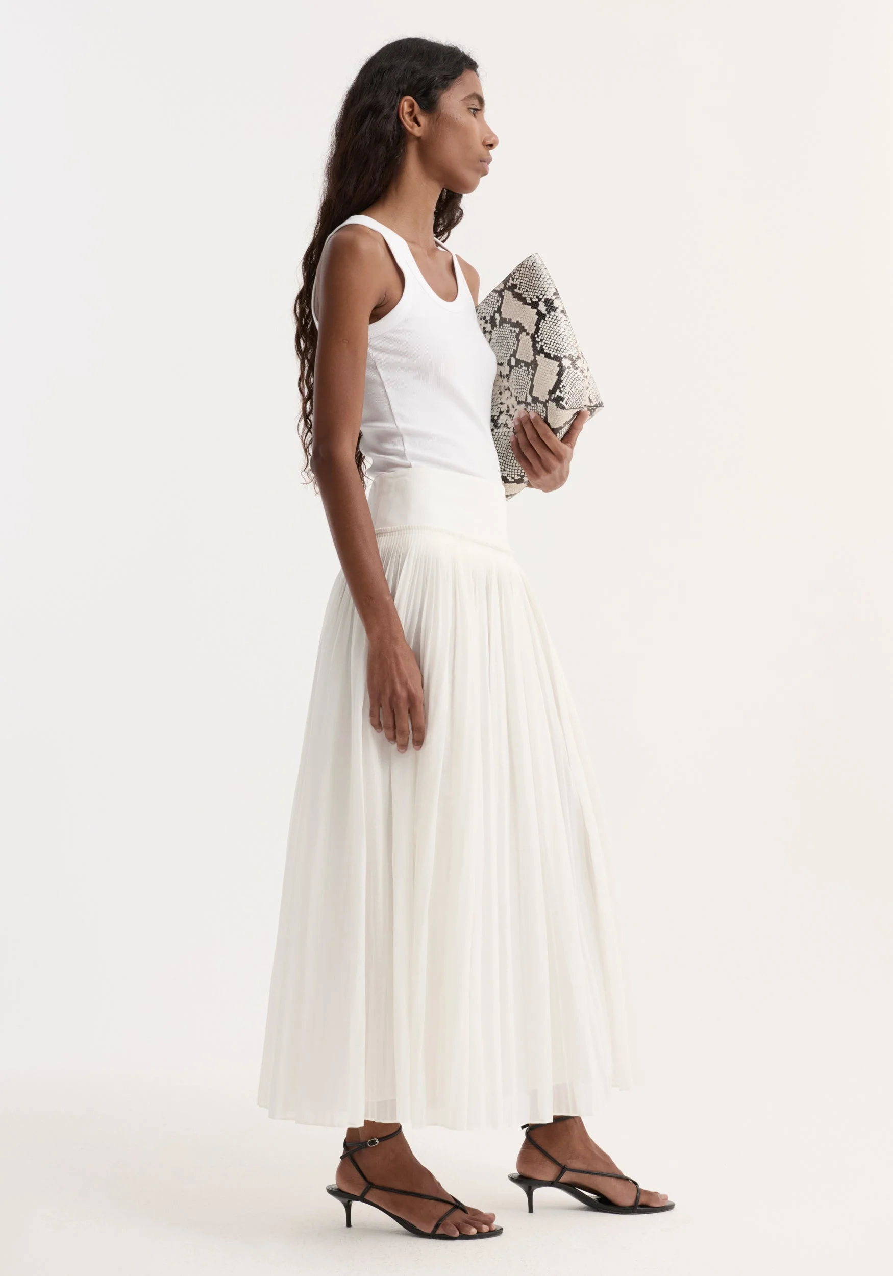 ROHE - Pleated cotton muslin skirt | optic white - Image 3