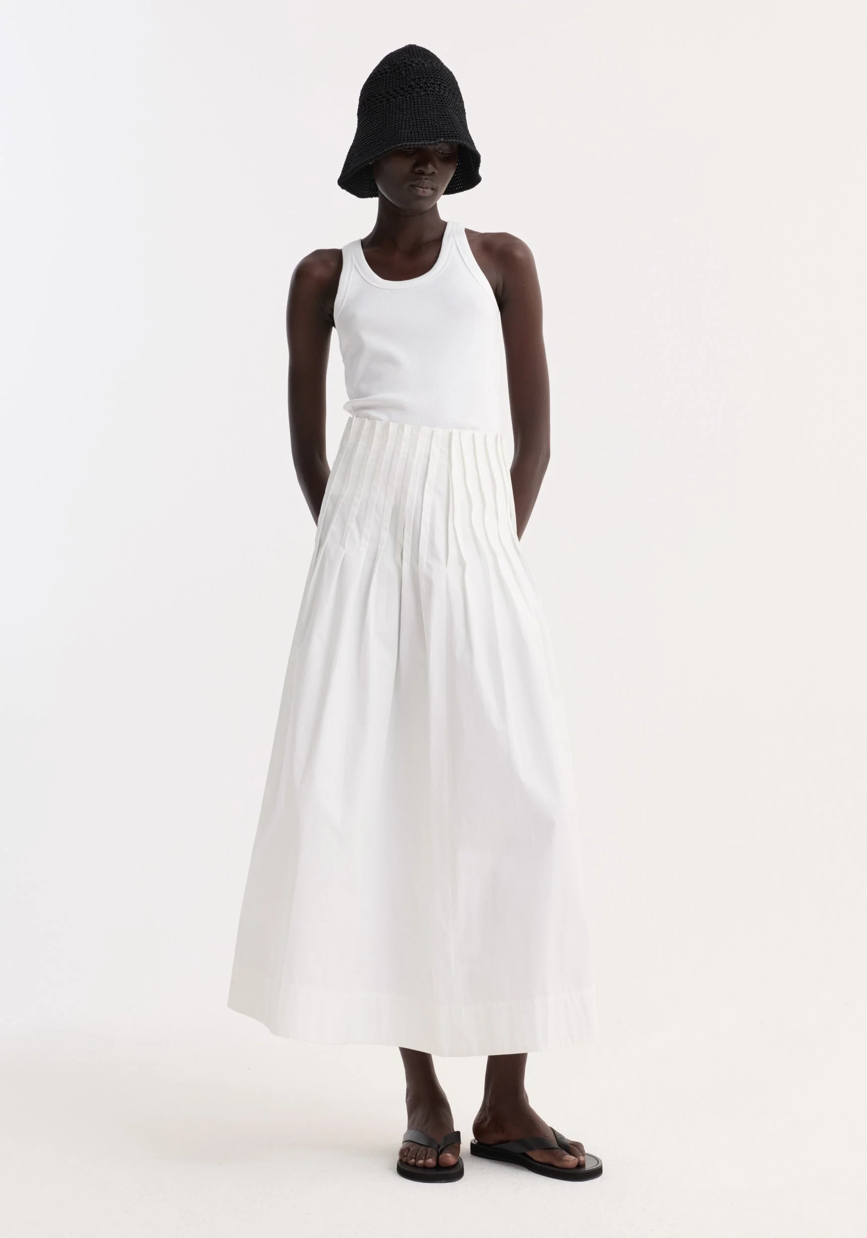 ROHE - Pleated poplin maxi skirt | optic white