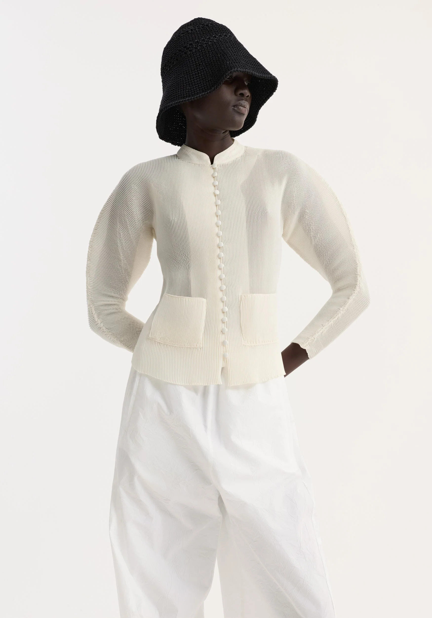 ROHE - Plissé cardigan | cream - Image 3