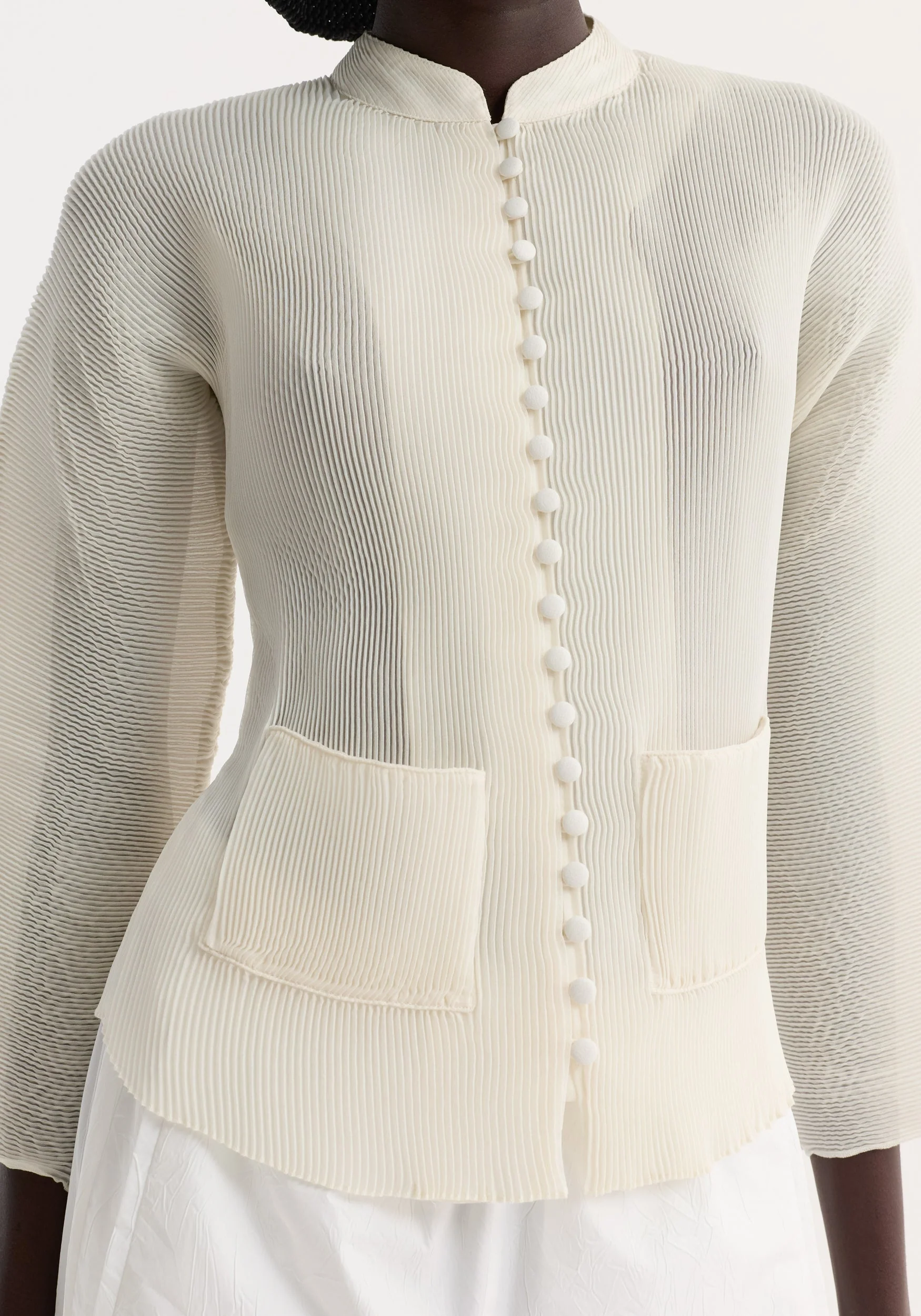 ROHE - Plissé cardigan | cream - Image 5