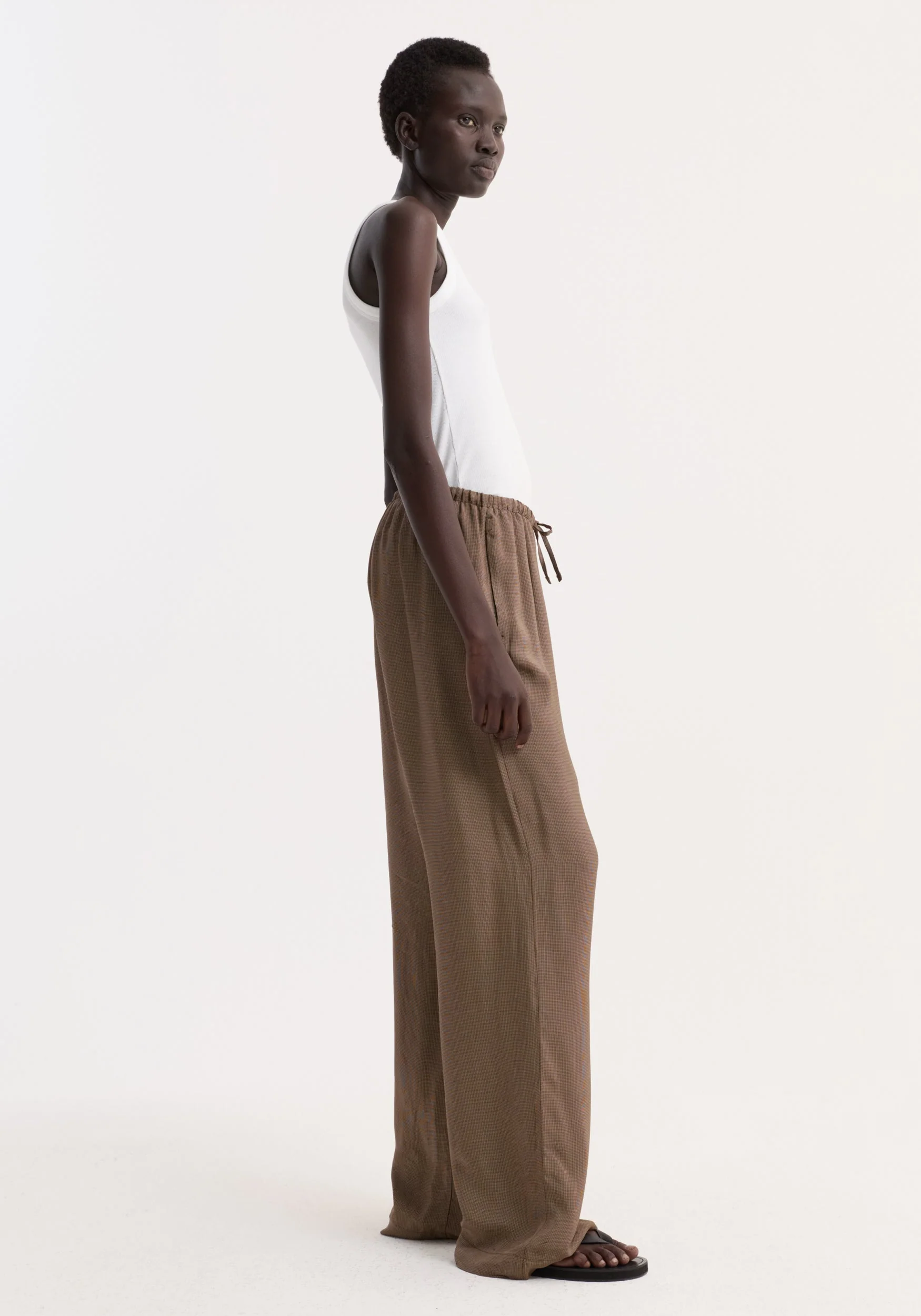 ROHE - Relaxed fit trousers | brown mini check - Image 3