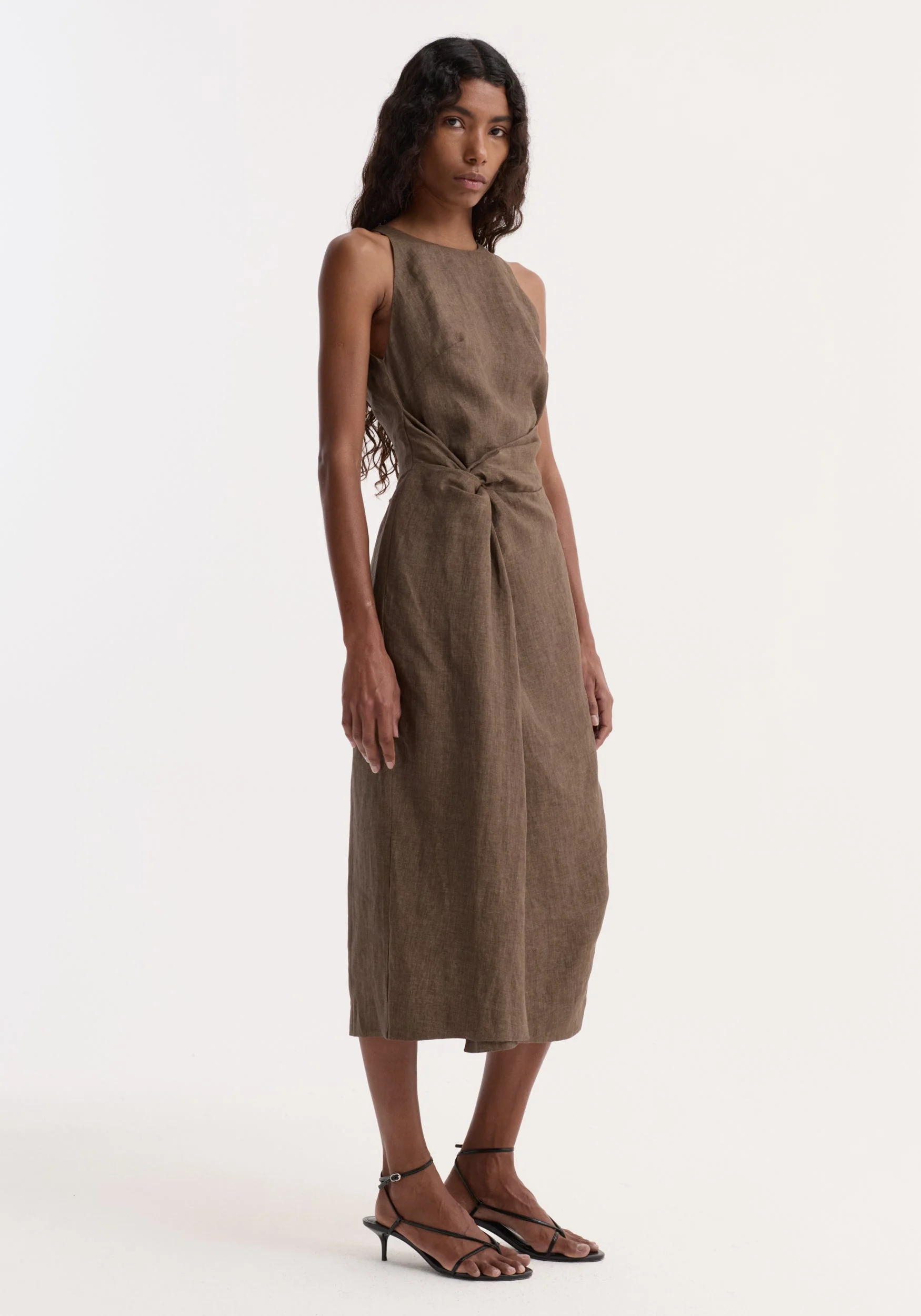 ROHE - Sarong dress | brown melange