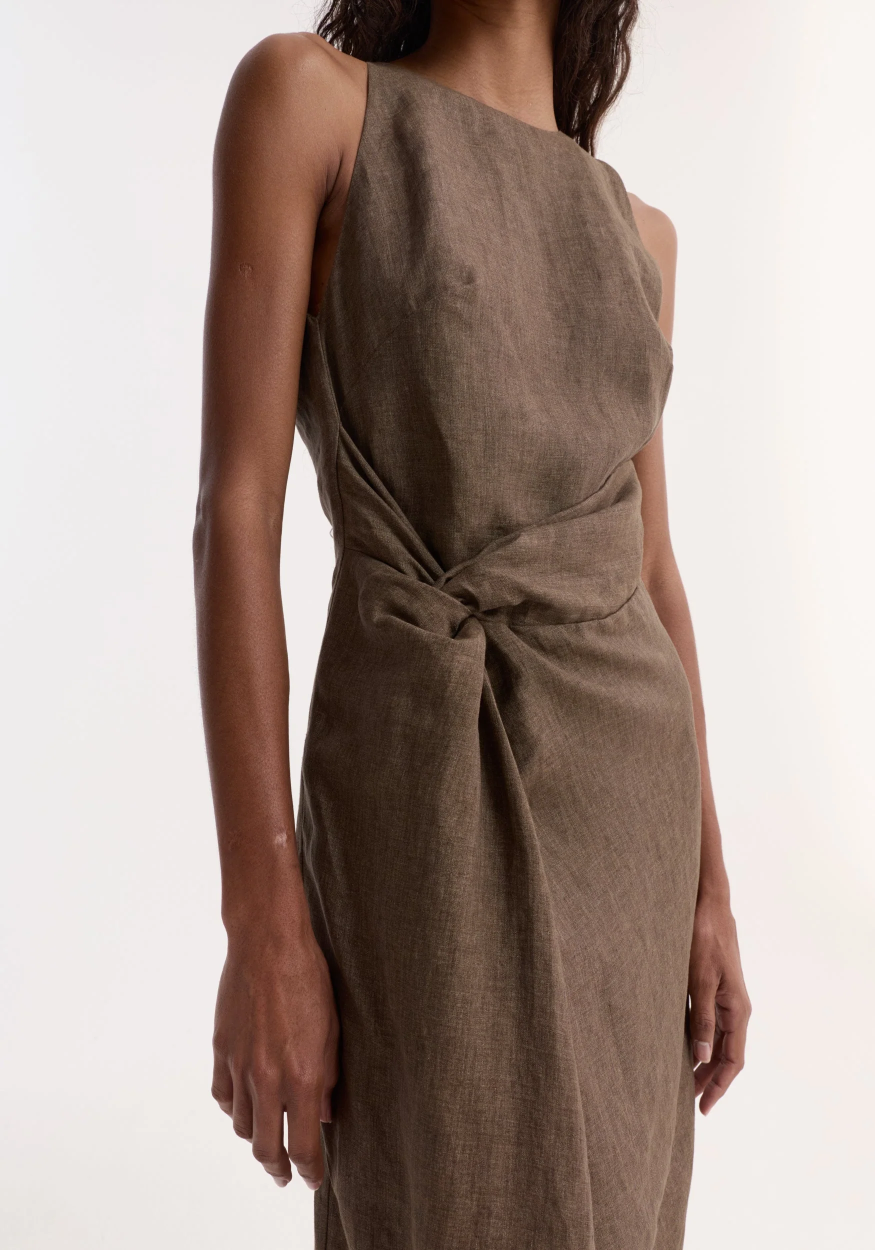 ROHE - Sarong dress | brown melange - Image 4