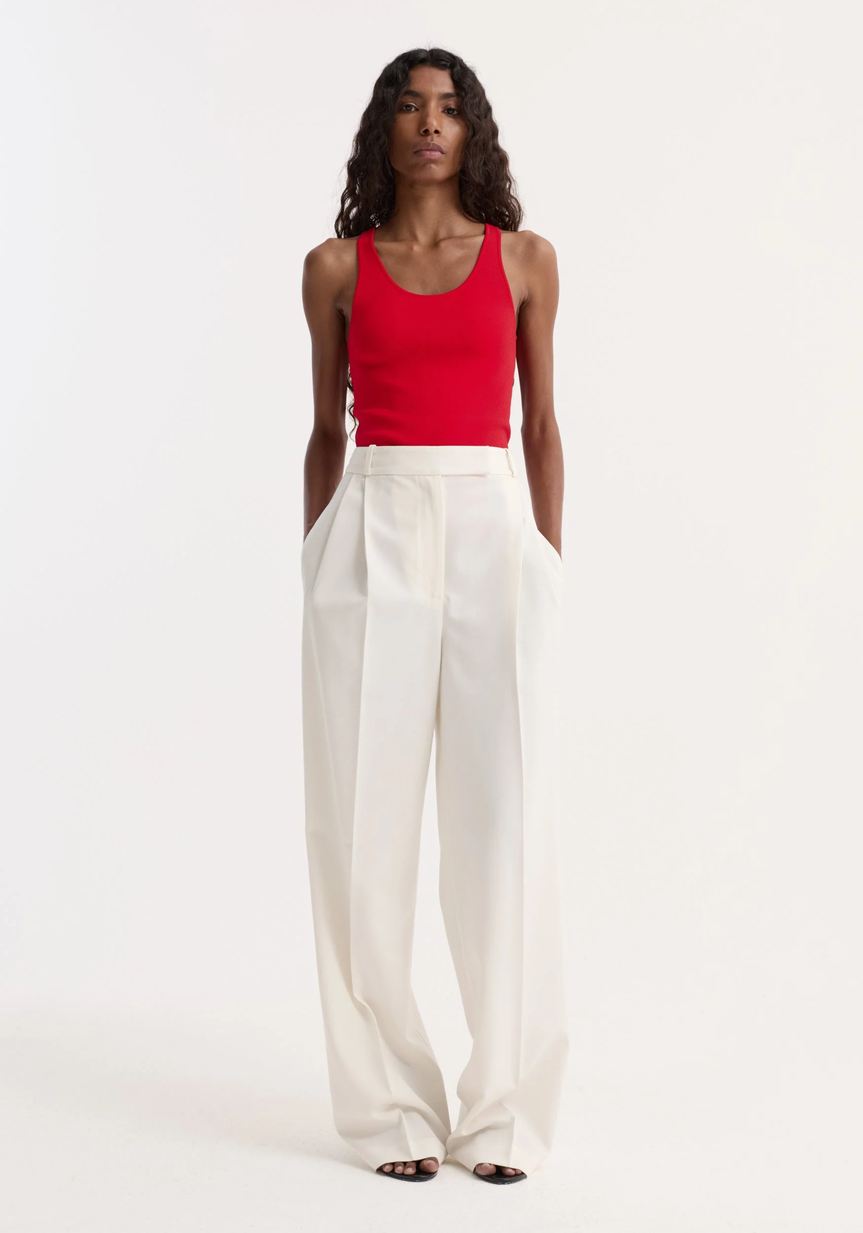 ROHE - Scoop neck knitted top | red