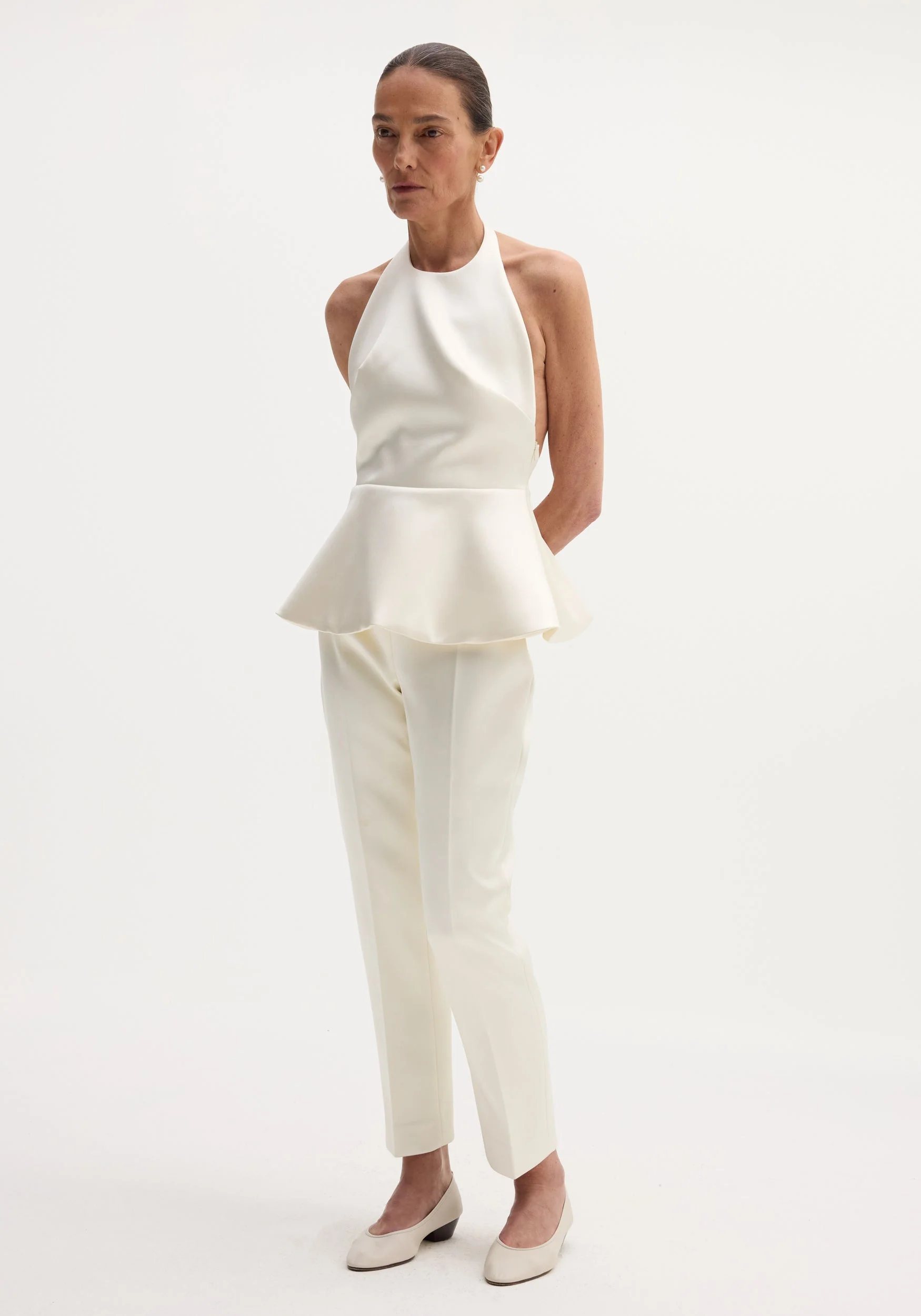 ROHE - Sculptural satin halter top | ivory - Image 4
