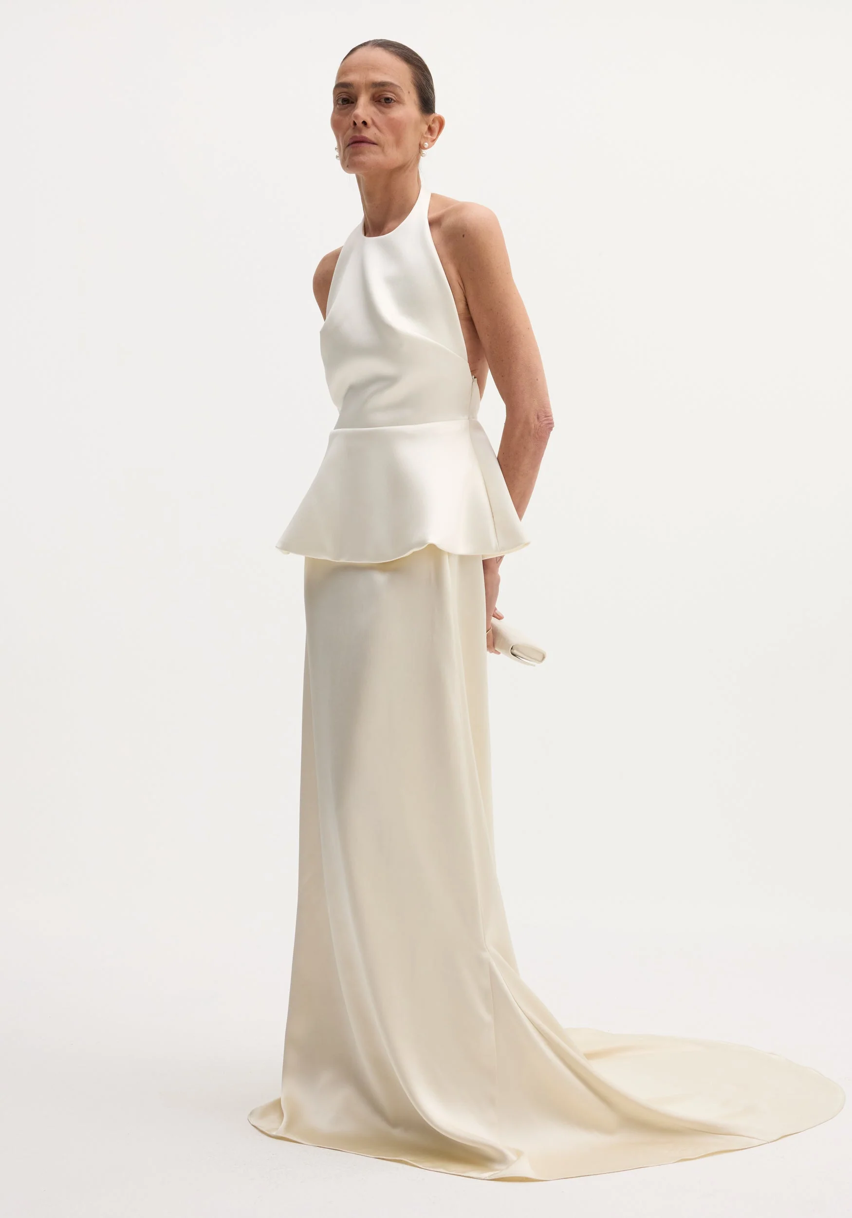 ROHE - Sculptural satin halter top with separate silk skirt | ivory