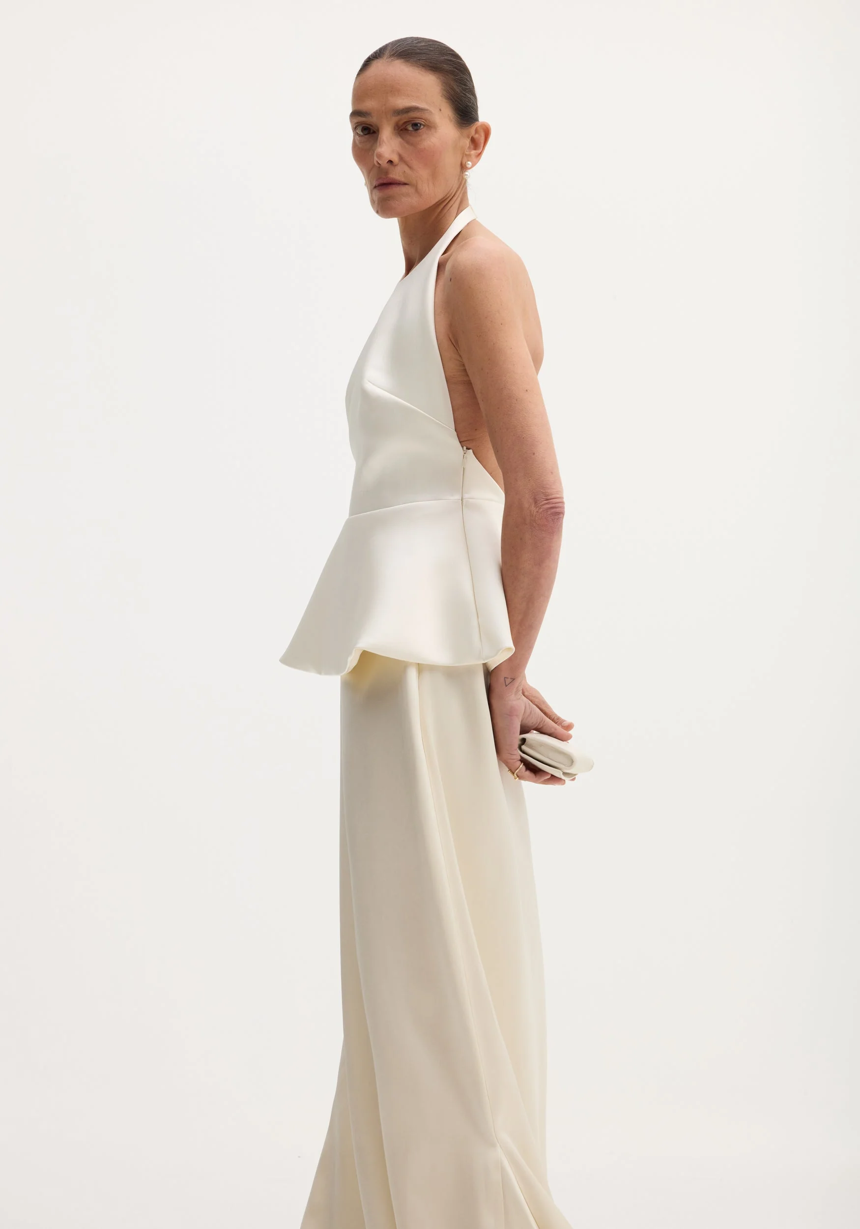 ROHE - Sculptural satin halter top with separate silk skirt | ivory - Image 2