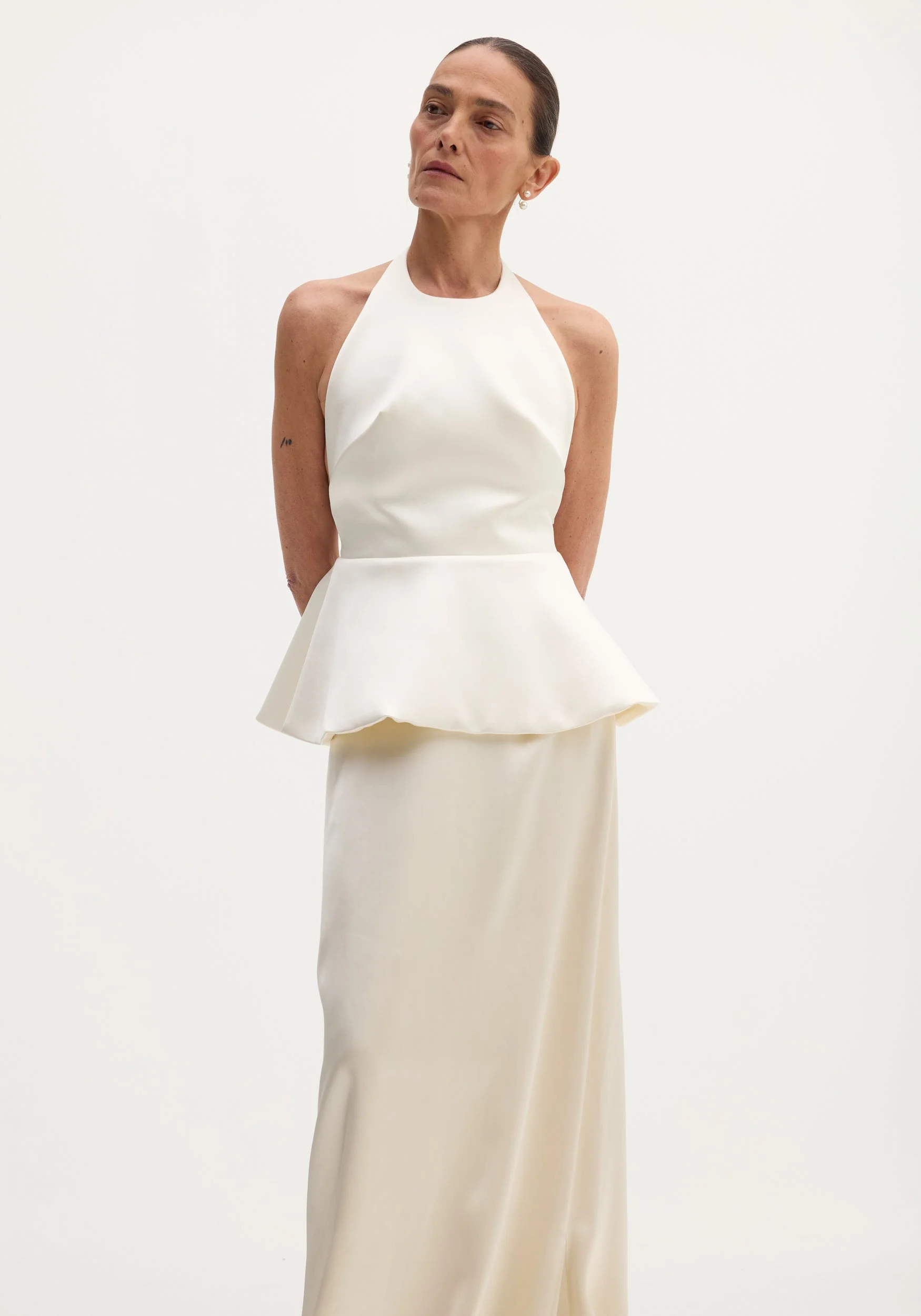 ROHE - Sculptural satin halter top with separate silk skirt | ivory - Image 3