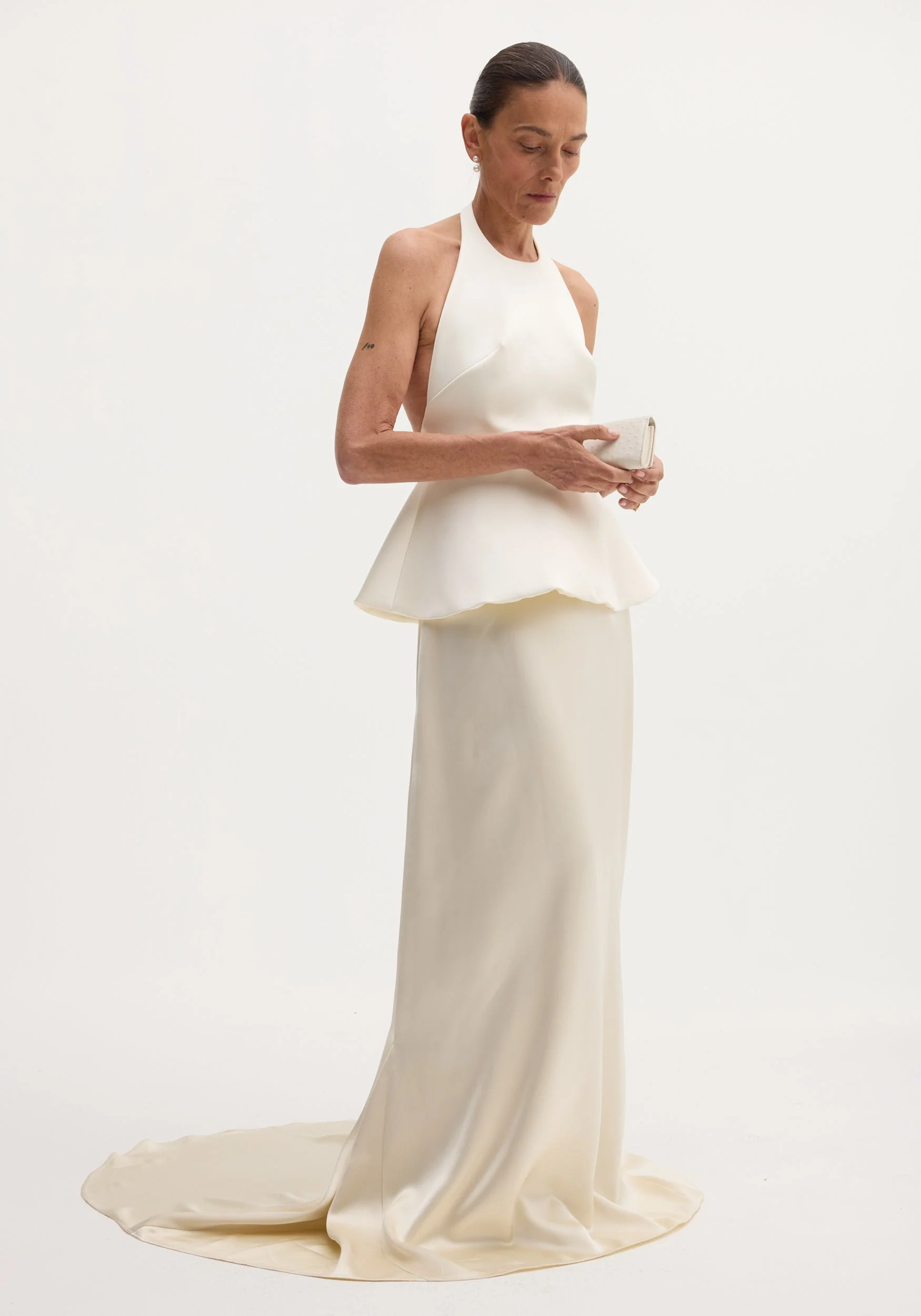 ROHE - Sculptural satin halter top with separate silk skirt | ivory - Image 4