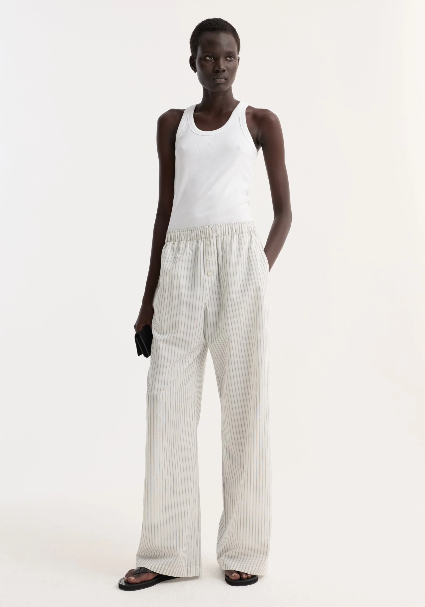 ROHE - Silk stripe pyjama trousers | fine stripe