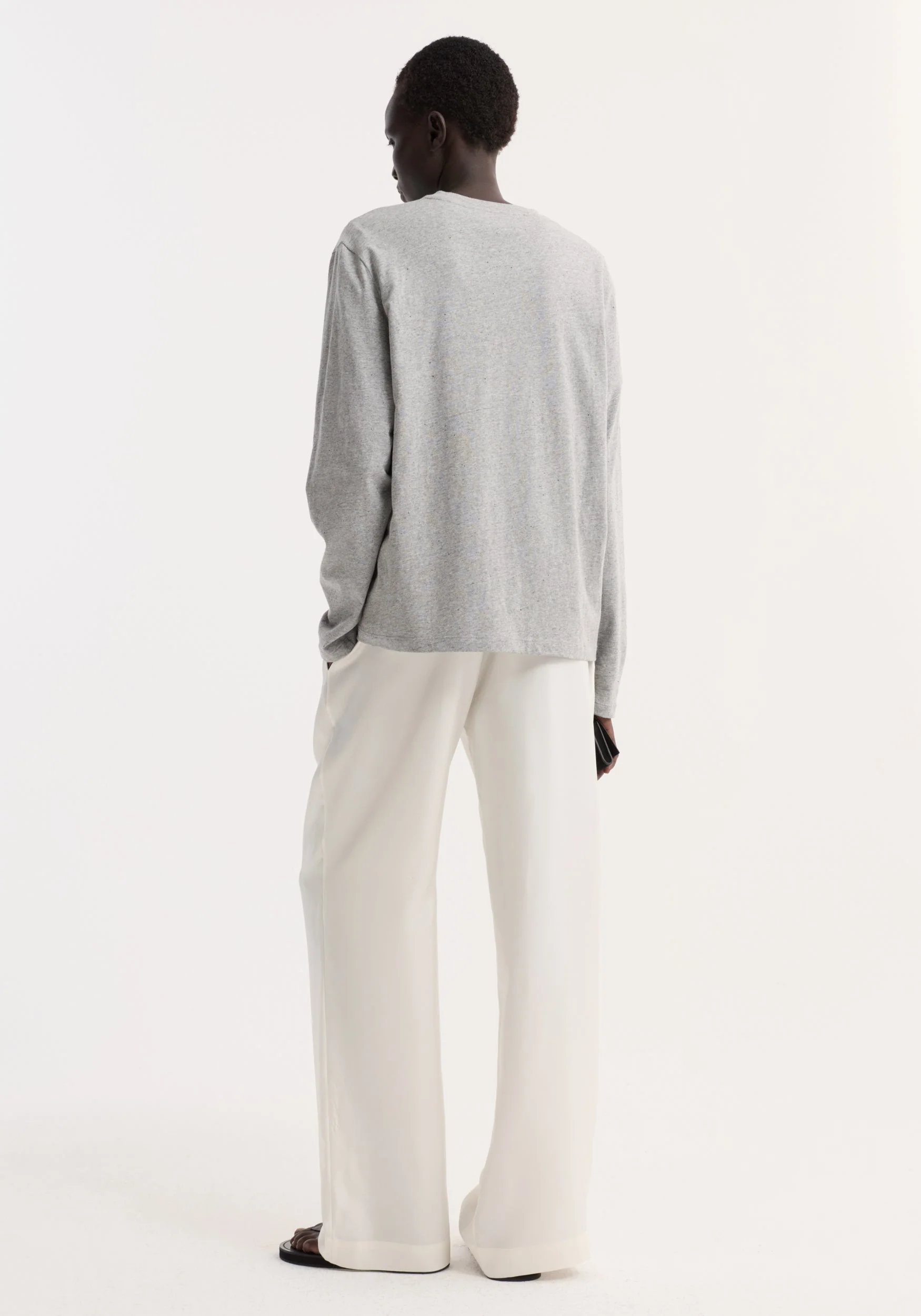 ROHE - Slub melange cotton long sleeve | light grey melange - Image 4