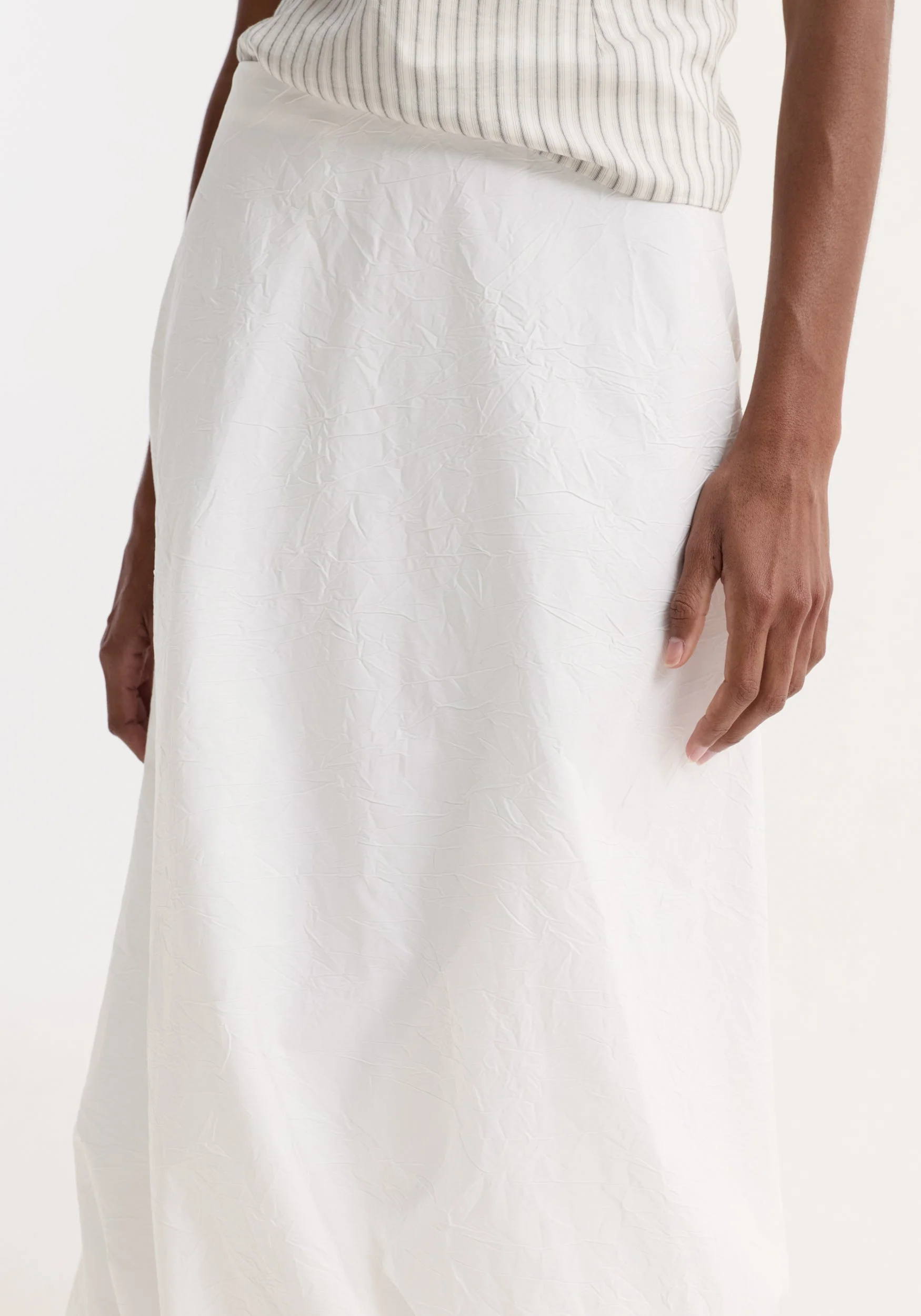 ROHE - Twisted crushed cotton skirt | optic white - Image 3