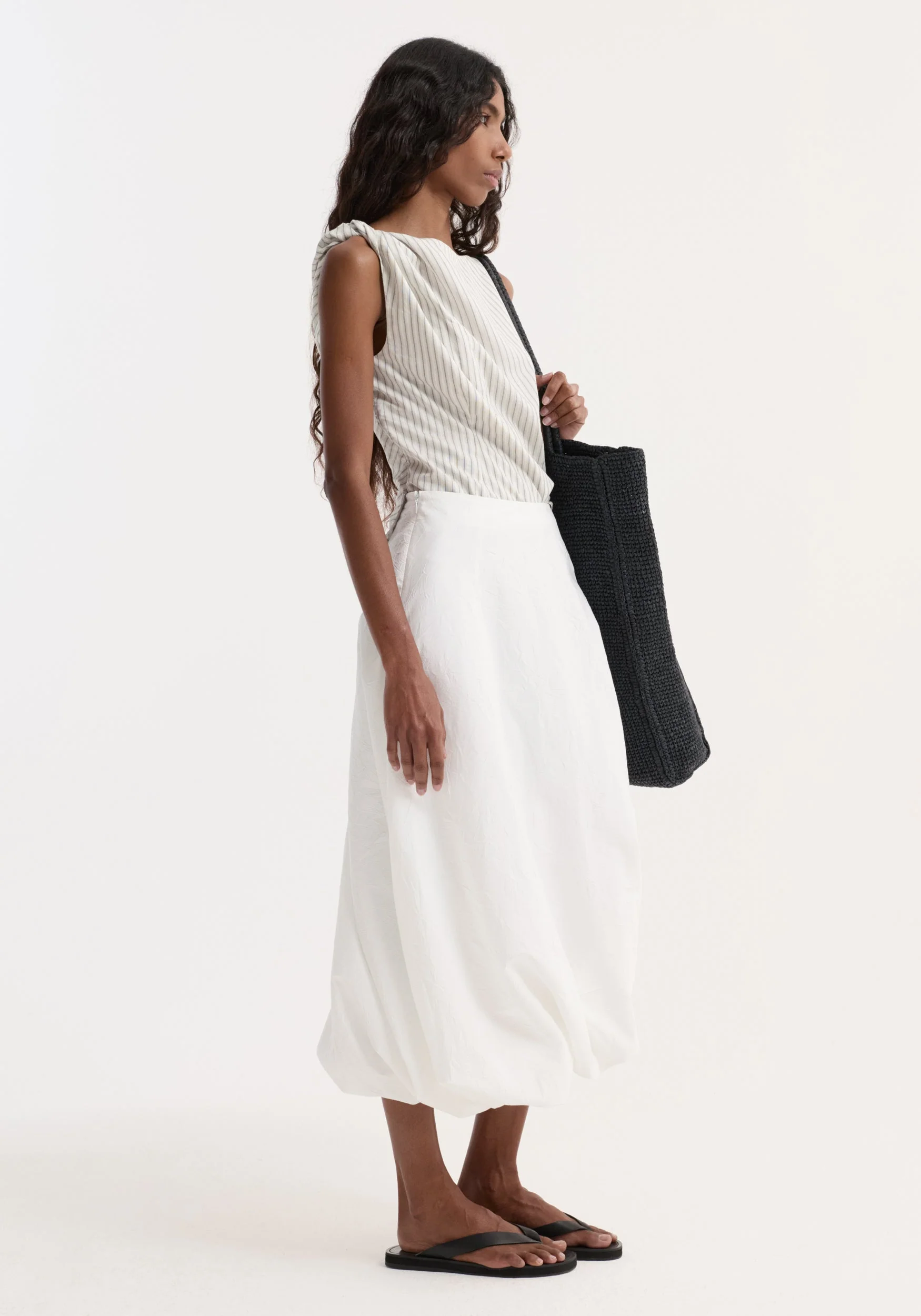 ROHE - Twisted crushed cotton skirt | optic white - Image 4
