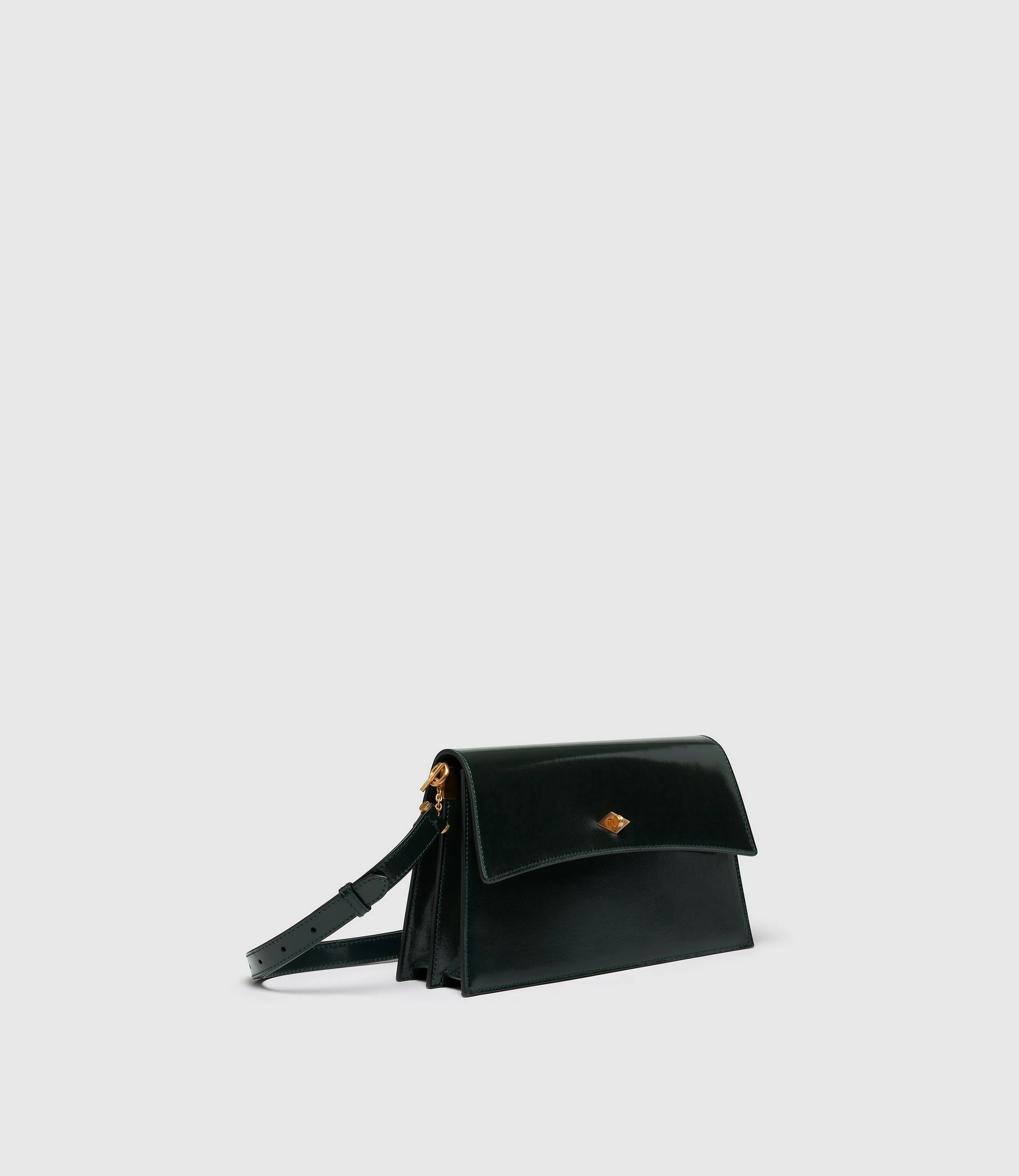 Metier - Roma Shoulder Bag Glossy Calfskin Forest Green - Image 2