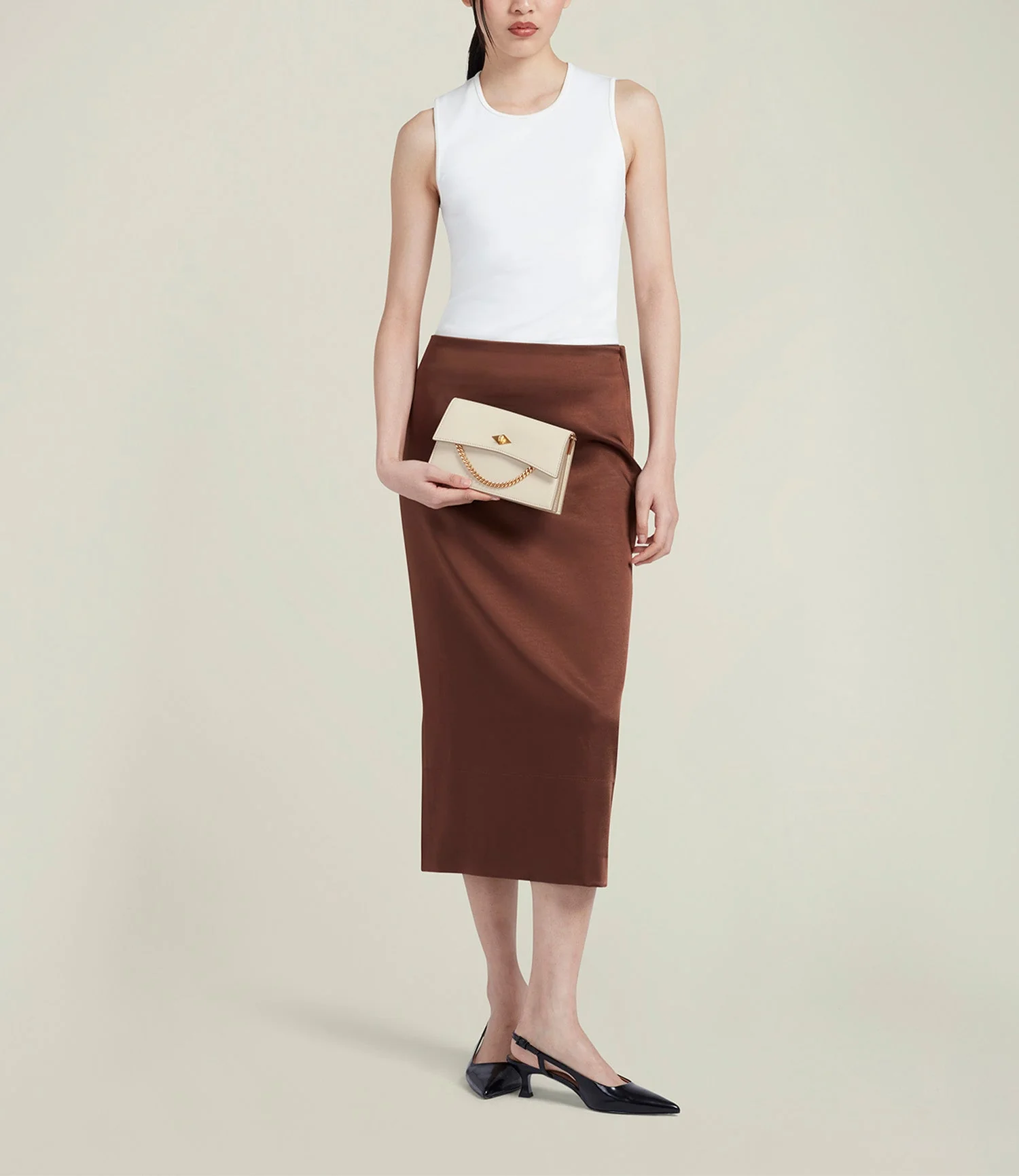 Metier - Roma Mini Clutch Smooth Calfskin White Sand - Image 4