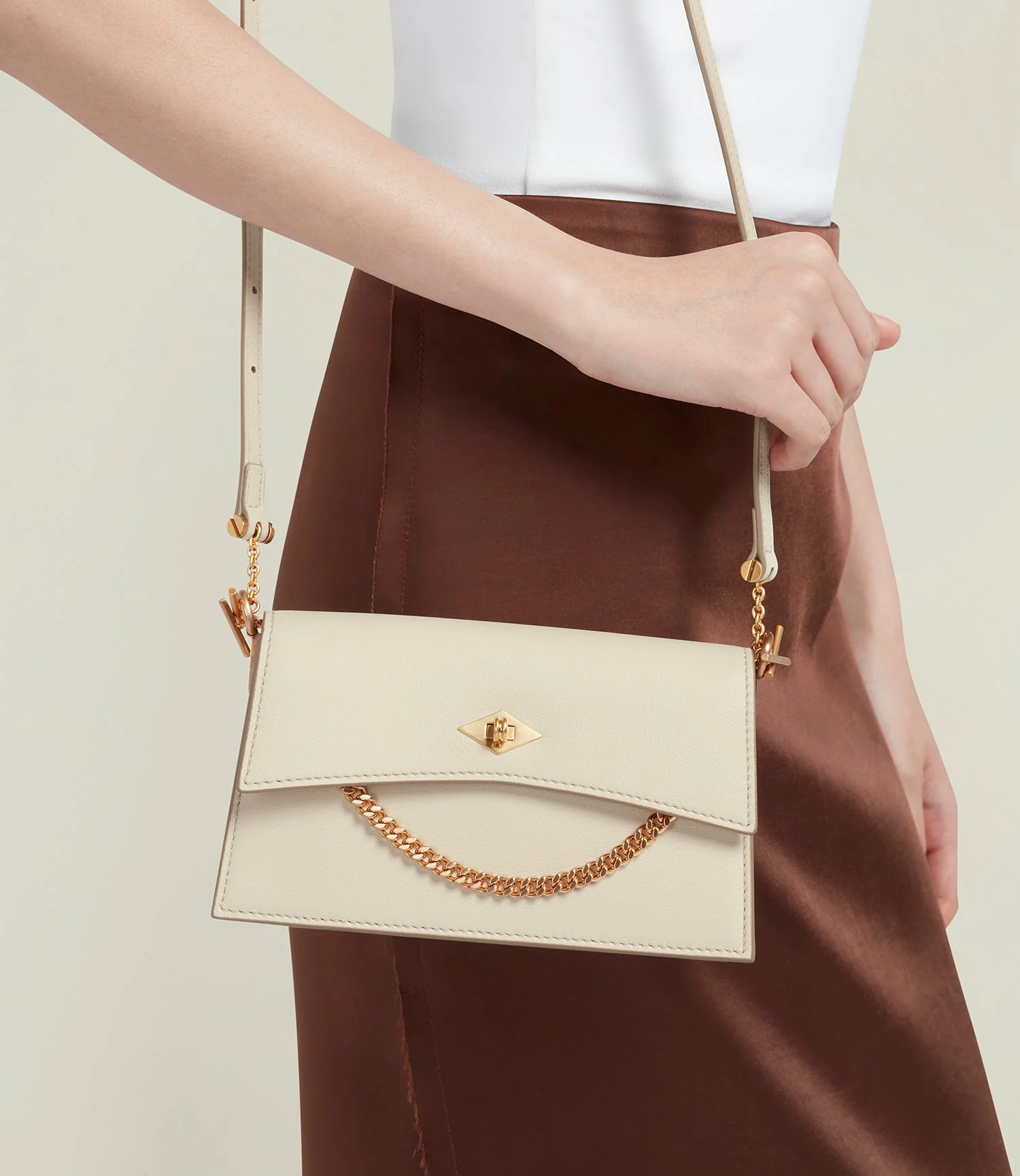 Metier - Roma Mini Clutch Smooth Calfskin White Sand - Image 5