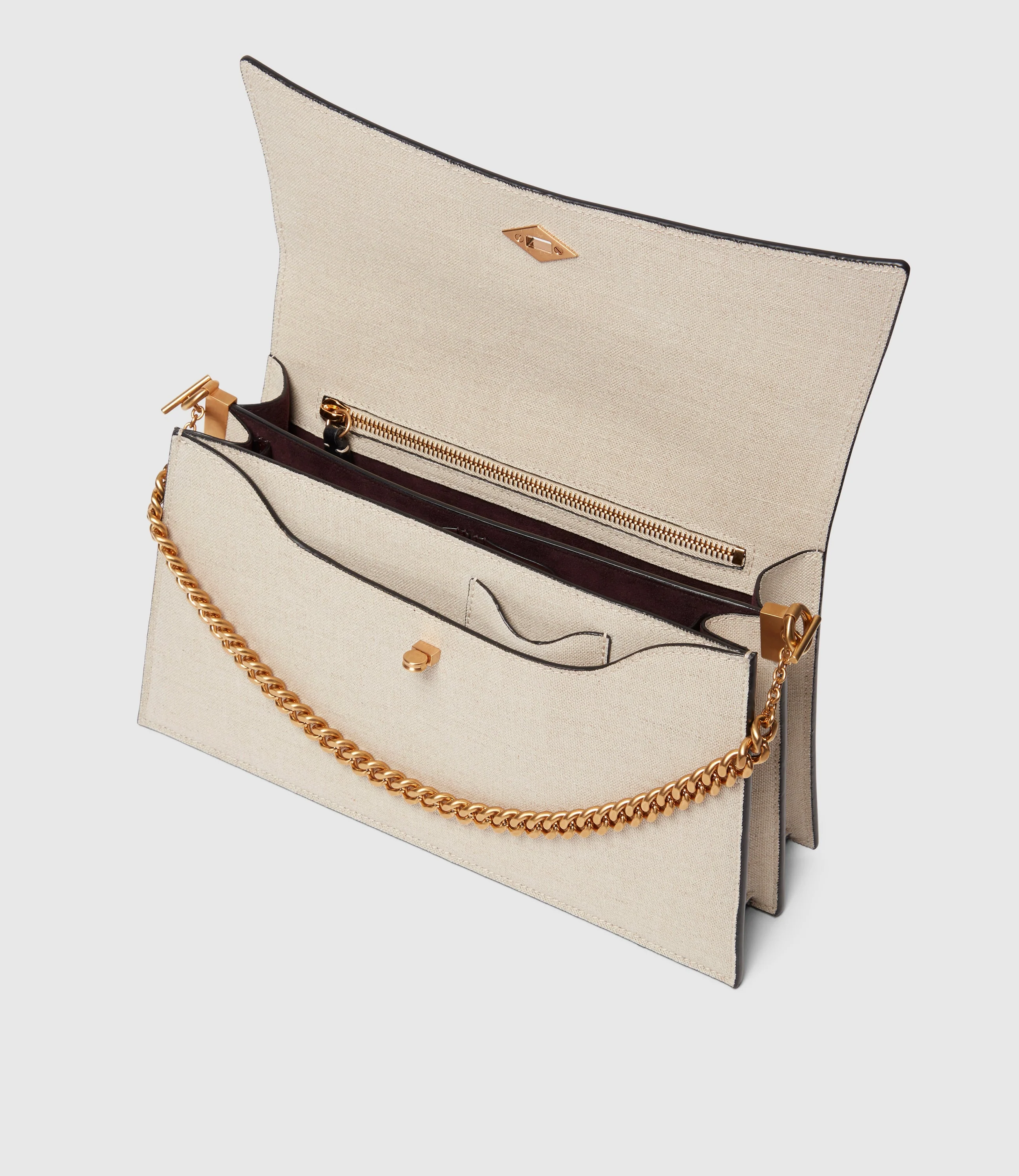 Metier - Roma Shoulder Bag Natural Linen and Apple Leather - Image 3