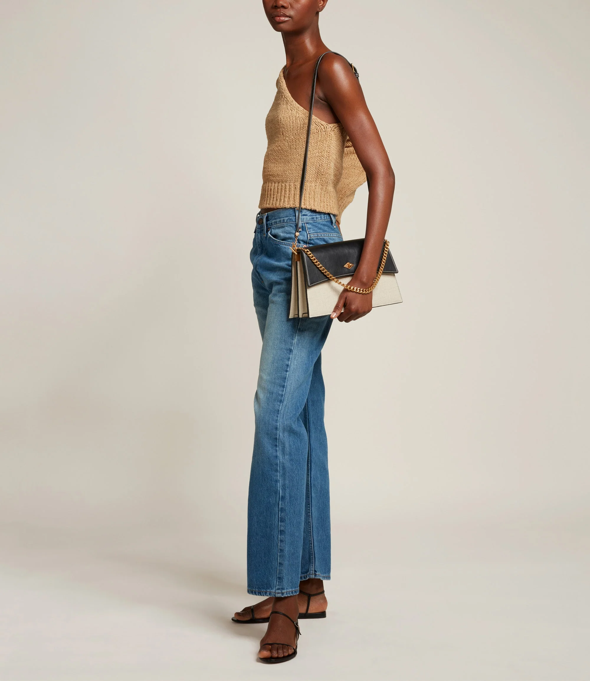 Metier - Roma Shoulder Bag Natural Linen and Apple Leather - Image 5