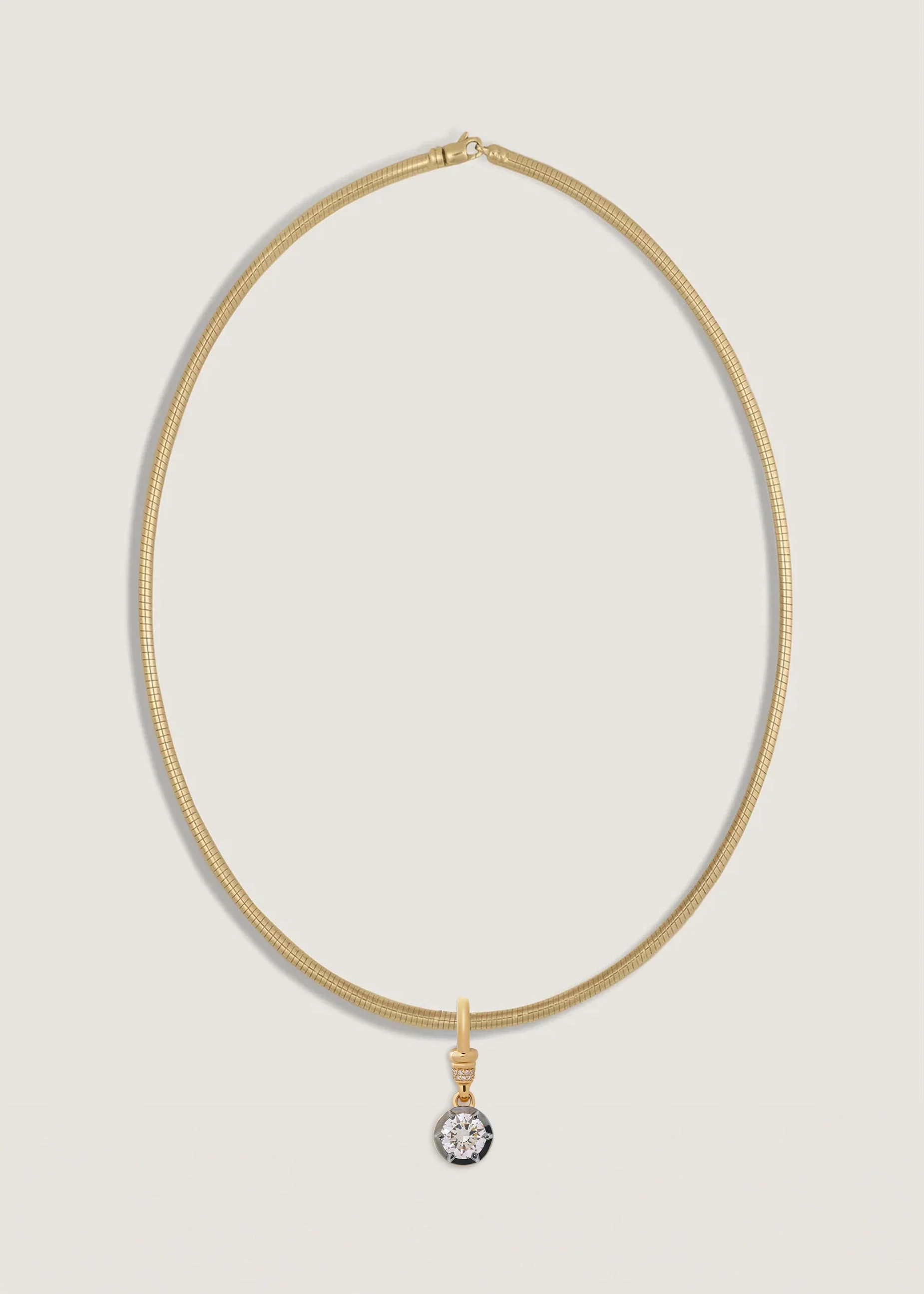 Kinn - Roselle Black Rhodium Round Pendant Diamond Necklace