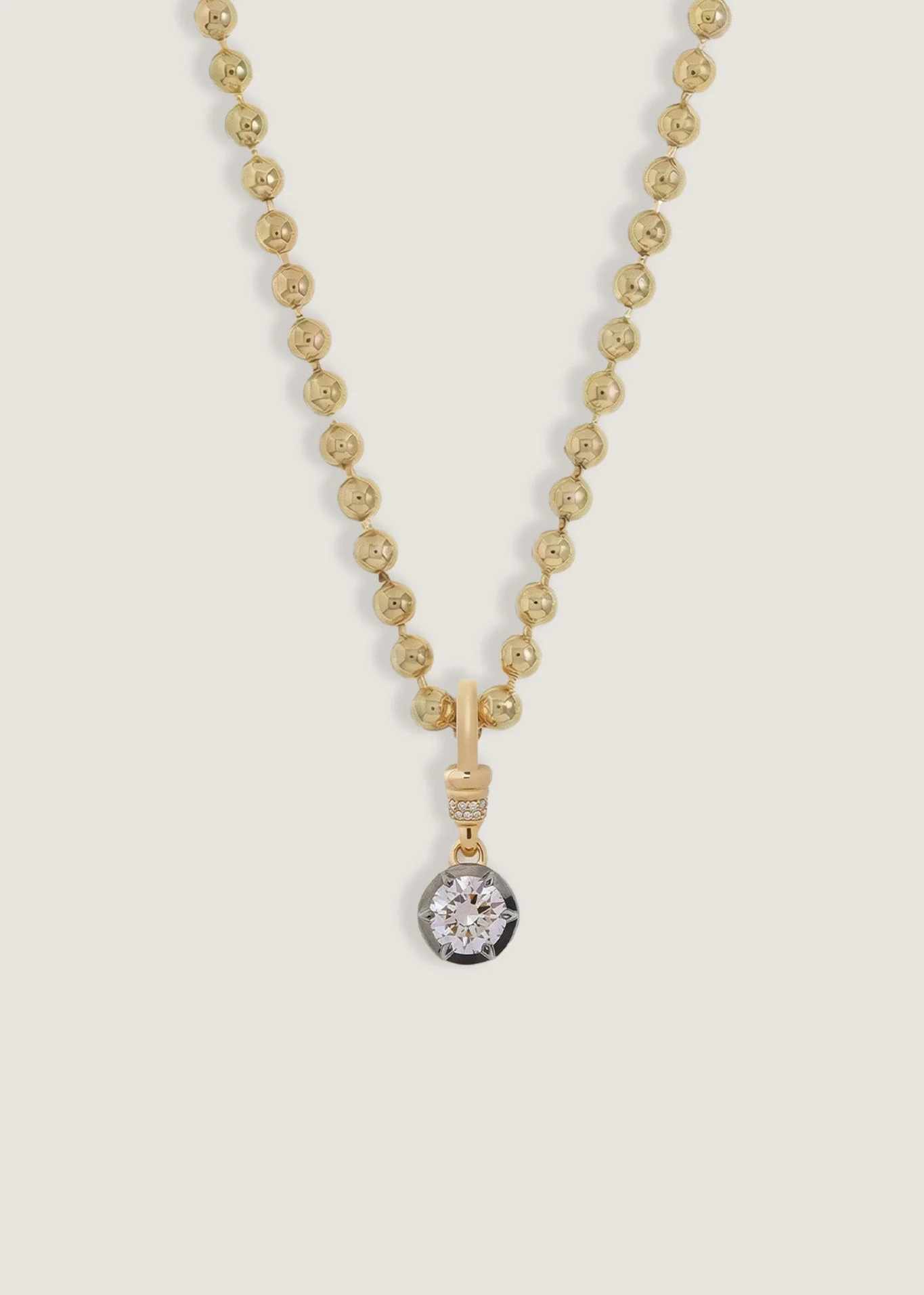 Kinn - Roselle Black Rhodium Round Pendant Diamond Necklace - Image 6