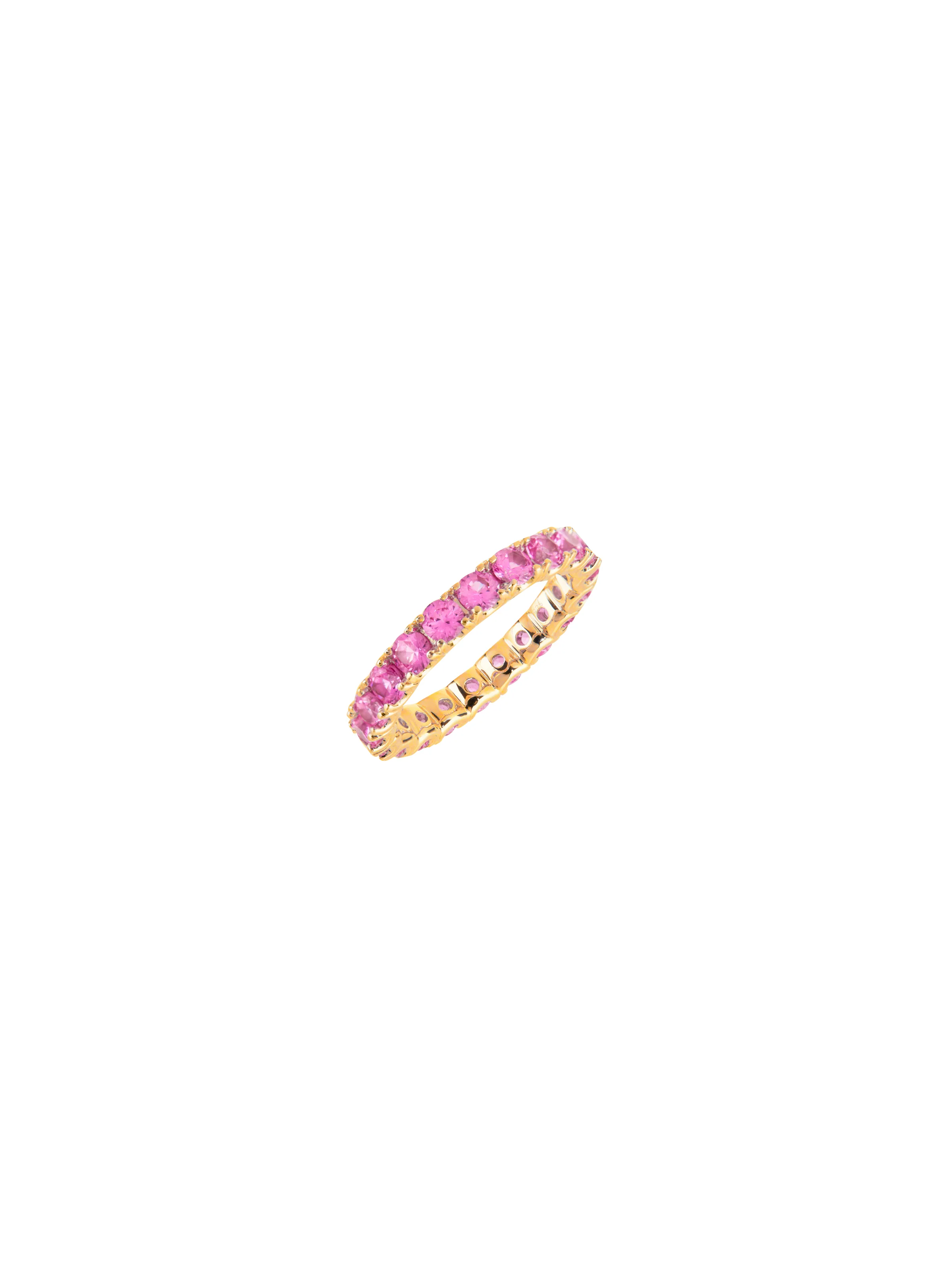 Dorsey - ROUND CUT ETERNITY BAND, LAB PINK SAPPHIRE, GOLD - Image 2
