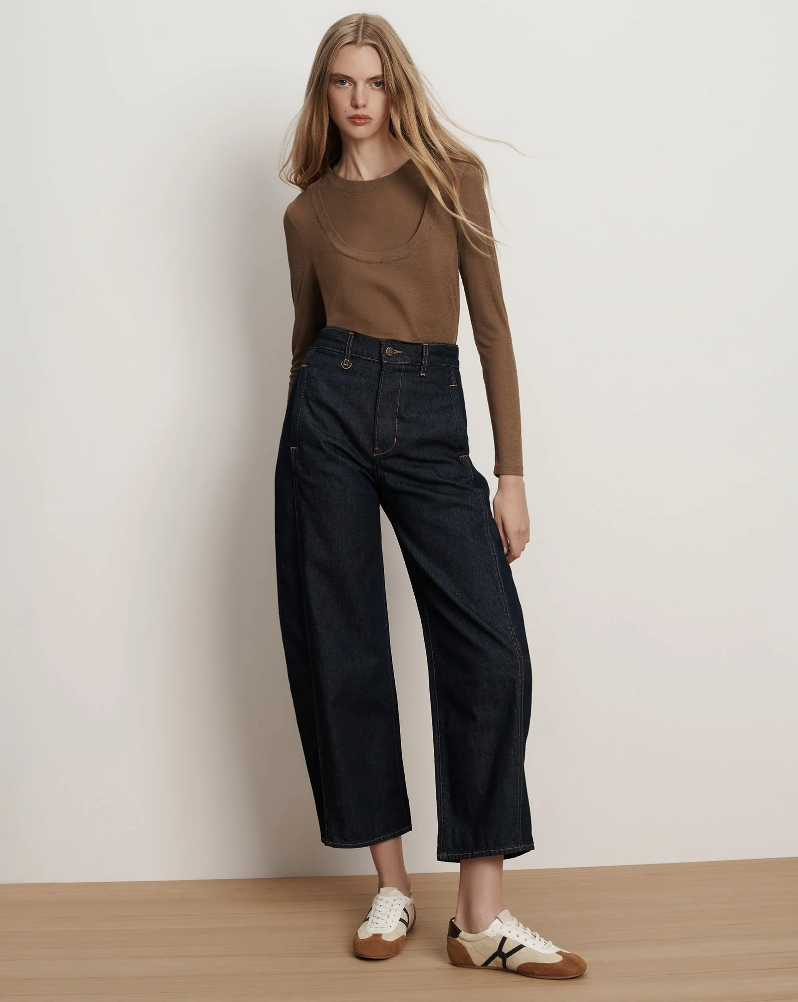 Veronica Beard - Ryder Adjustable Button Hem Barrel Jean