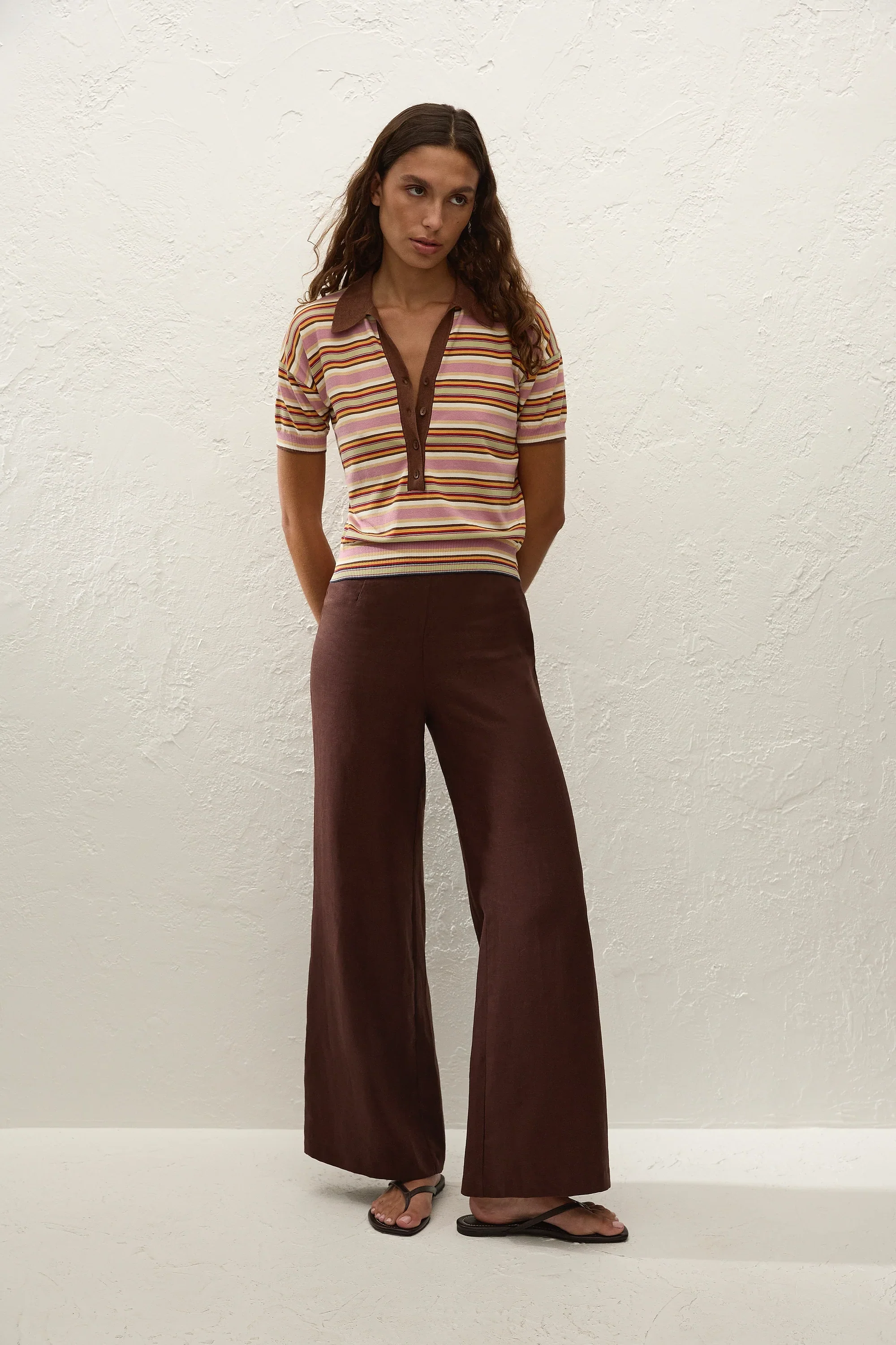 Faithfull - Sable Polo Shirt Luis Stripe Dusty Mauve