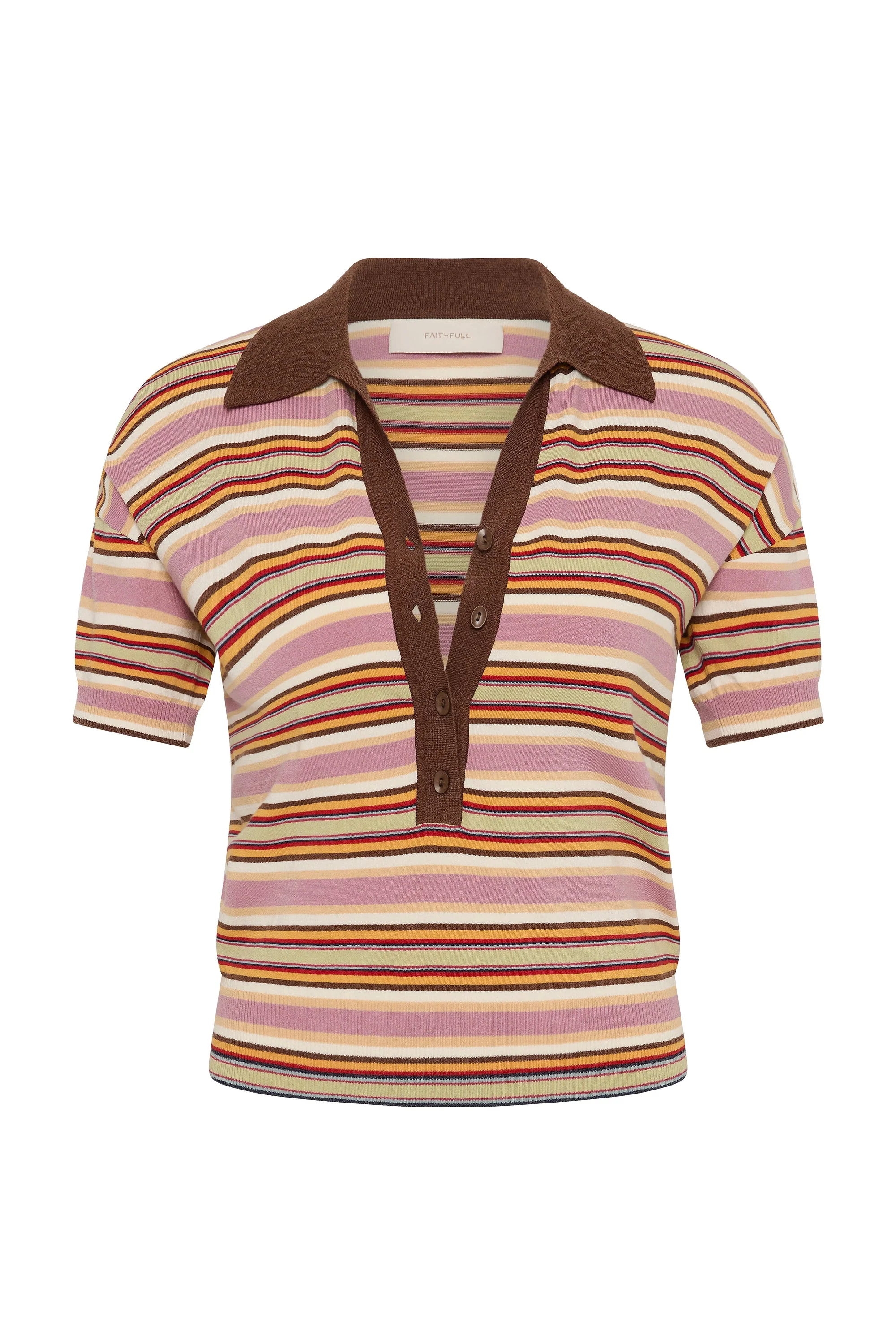 Faithfull - Sable Polo Shirt Luis Stripe Dusty Mauve - Image 10