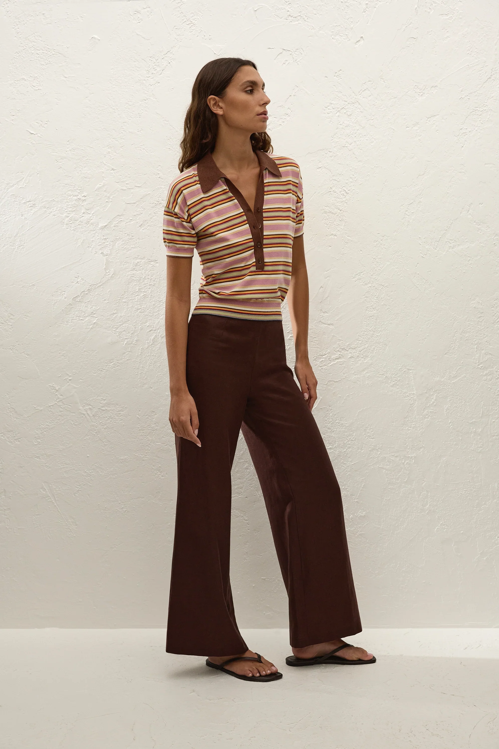 Faithfull - Sable Polo Shirt Luis Stripe Dusty Mauve - Image 3