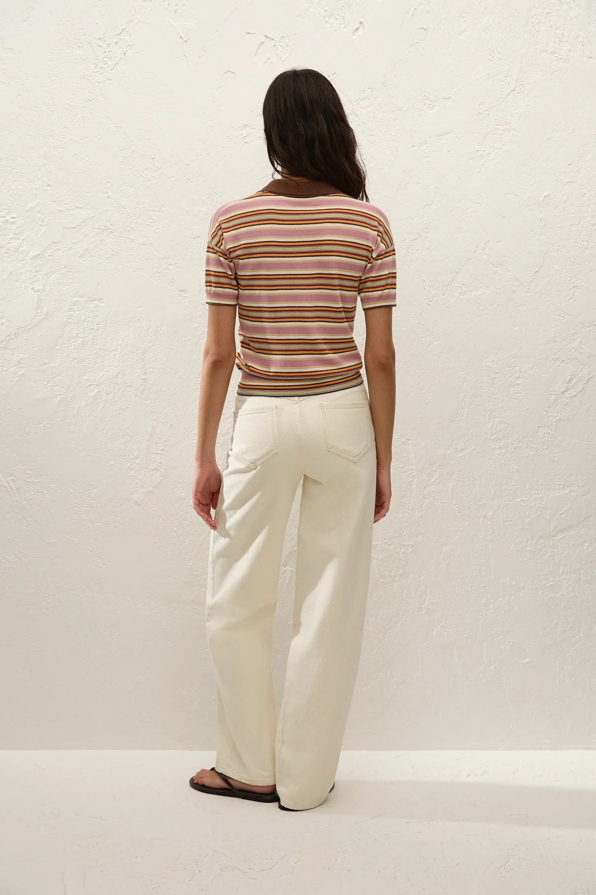 Faithfull - Sable Polo Shirt Luis Stripe Dusty Mauve - Image 8
