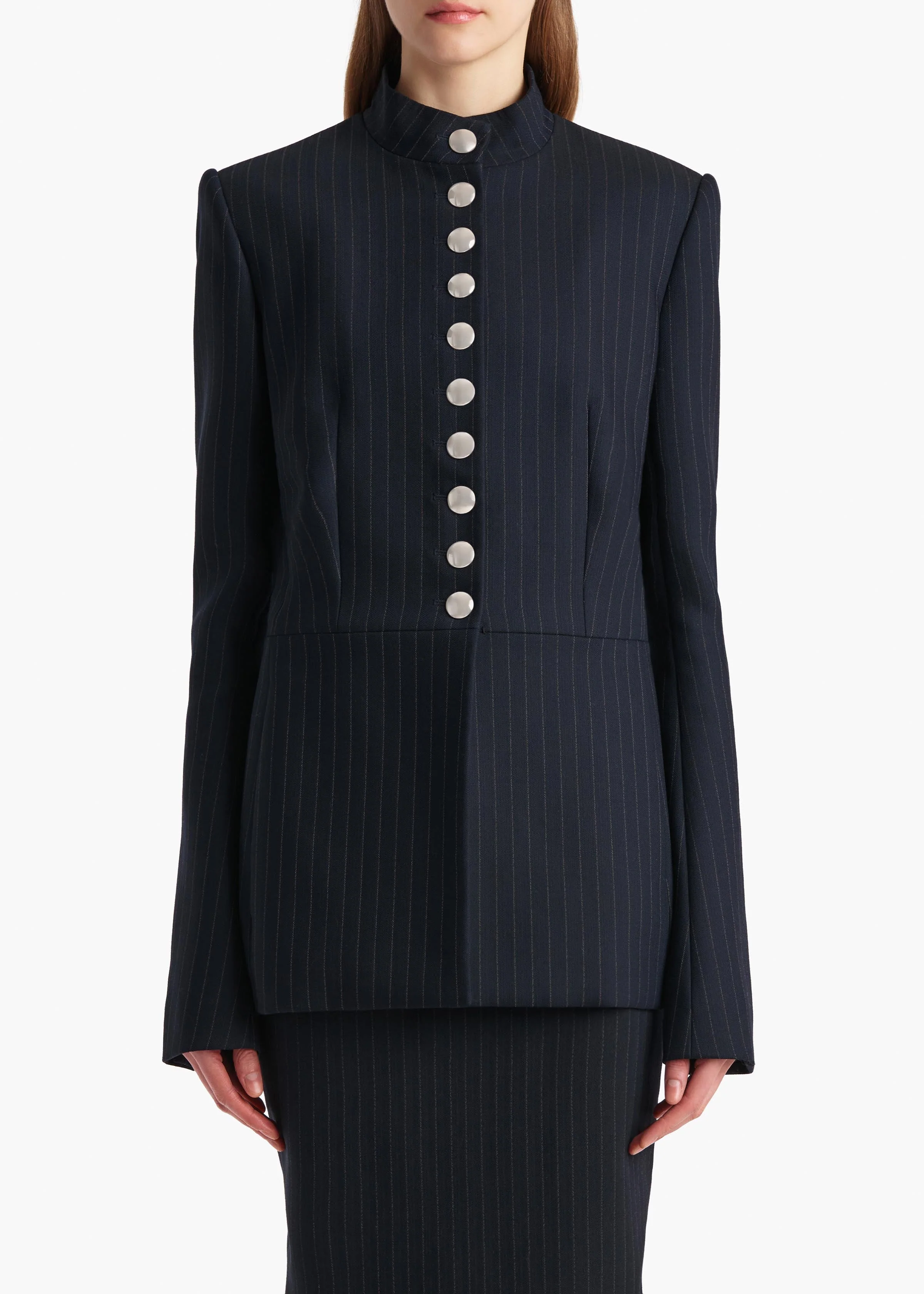 Khaite - Samuel Jacket in Navy and White Stripe - Image 10