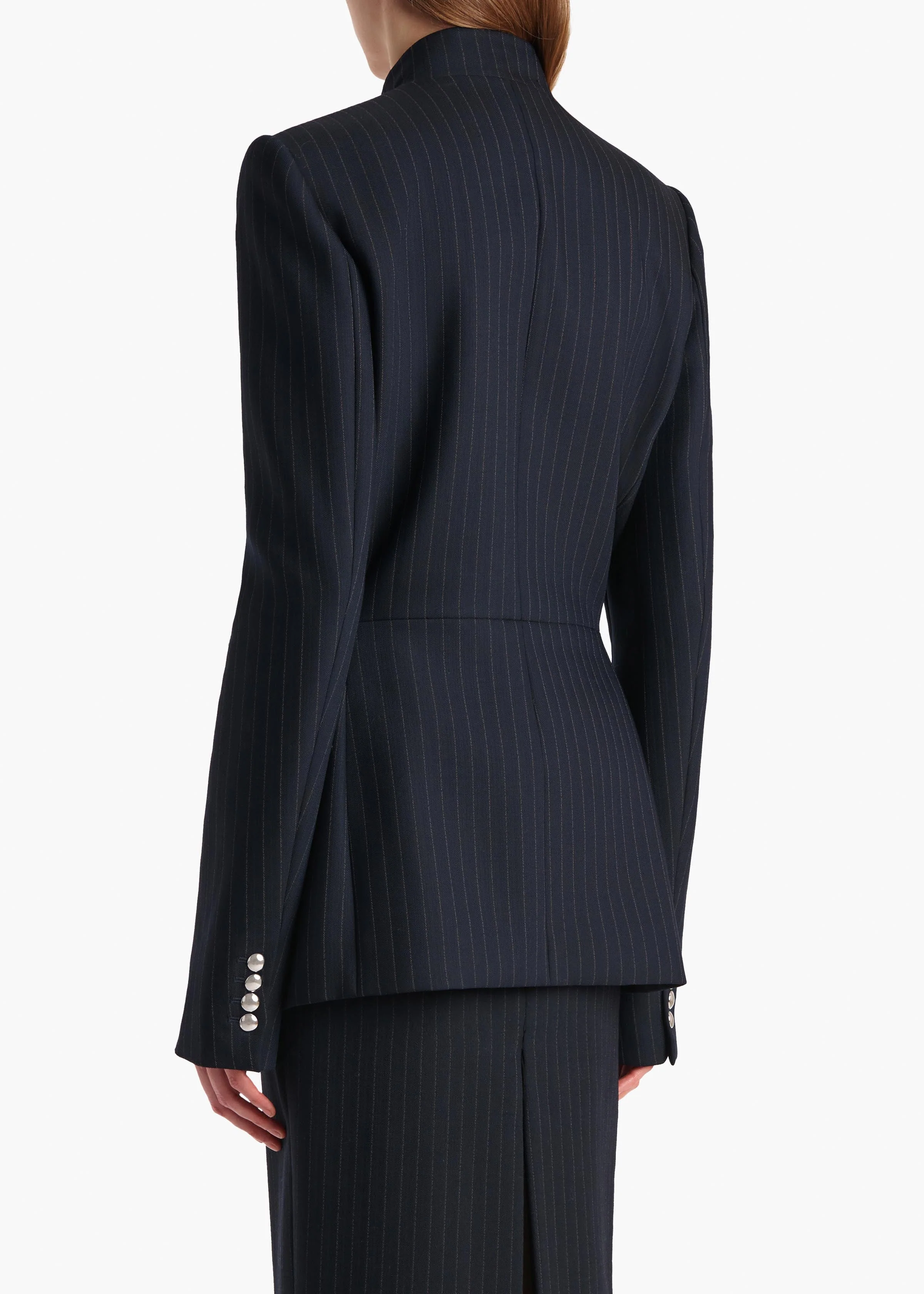 Khaite - Samuel Jacket in Navy and White Stripe - Image 11