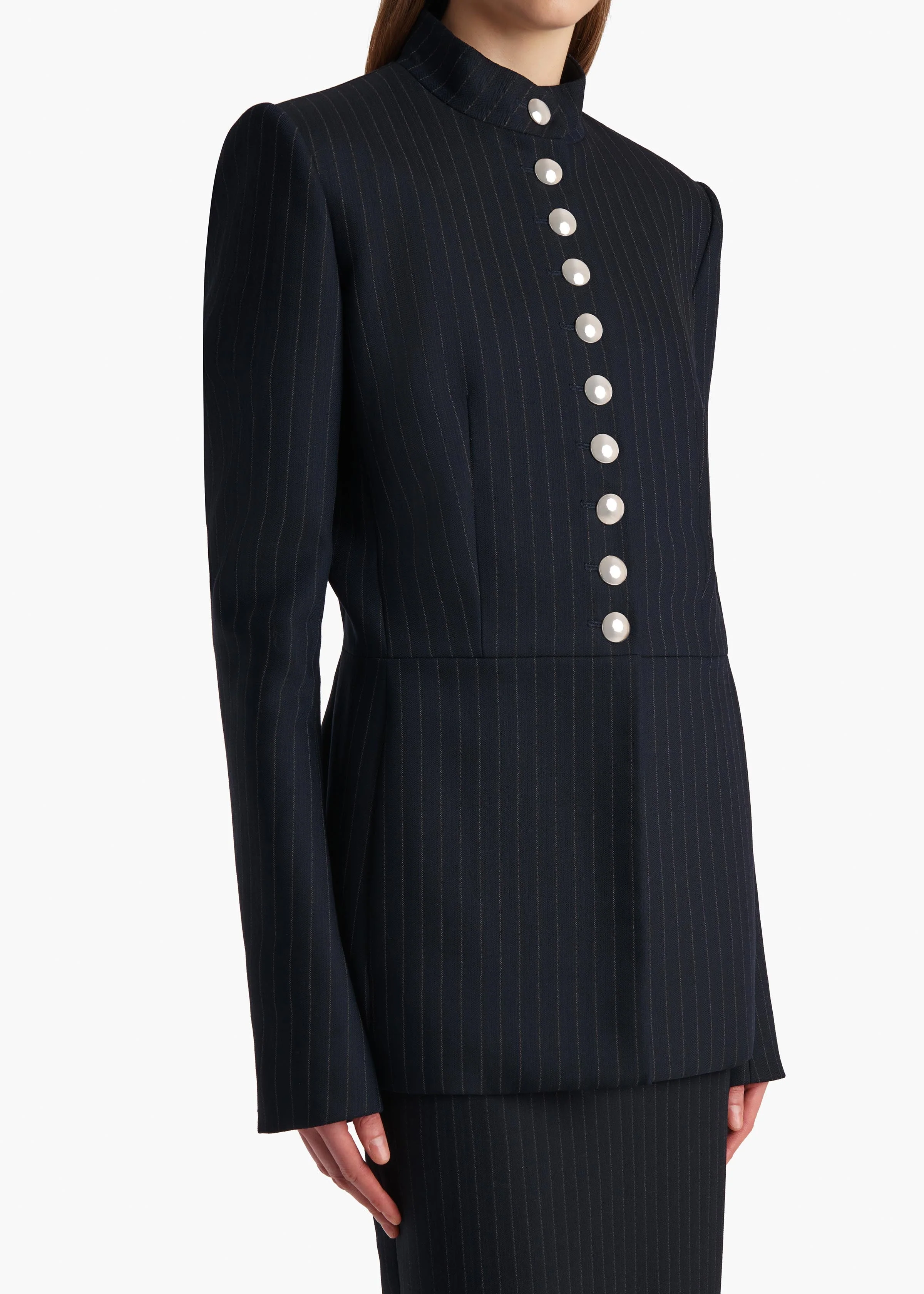 Khaite - Samuel Jacket in Navy and White Stripe - Image 12
