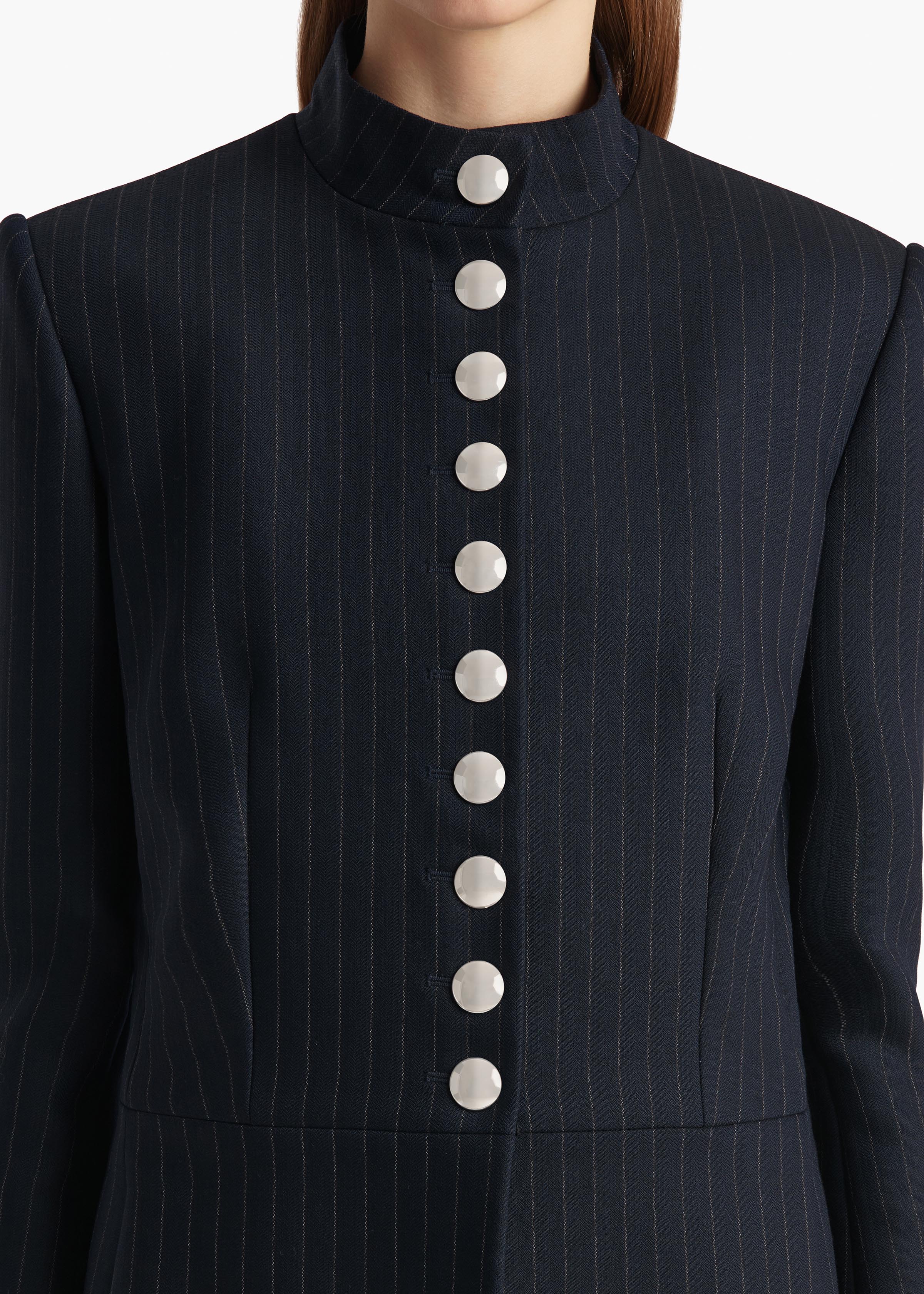 Khaite - Samuel Jacket in Navy and White Stripe - Image 6