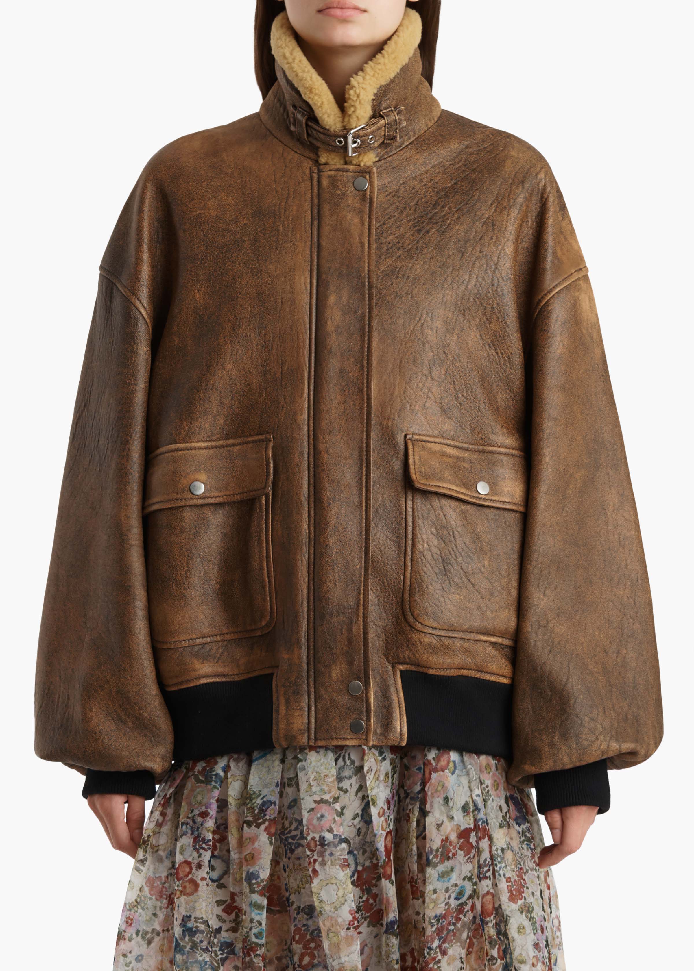 Khaite - Sandor Jacket in Dark Brown Distressed Leather - Image 11