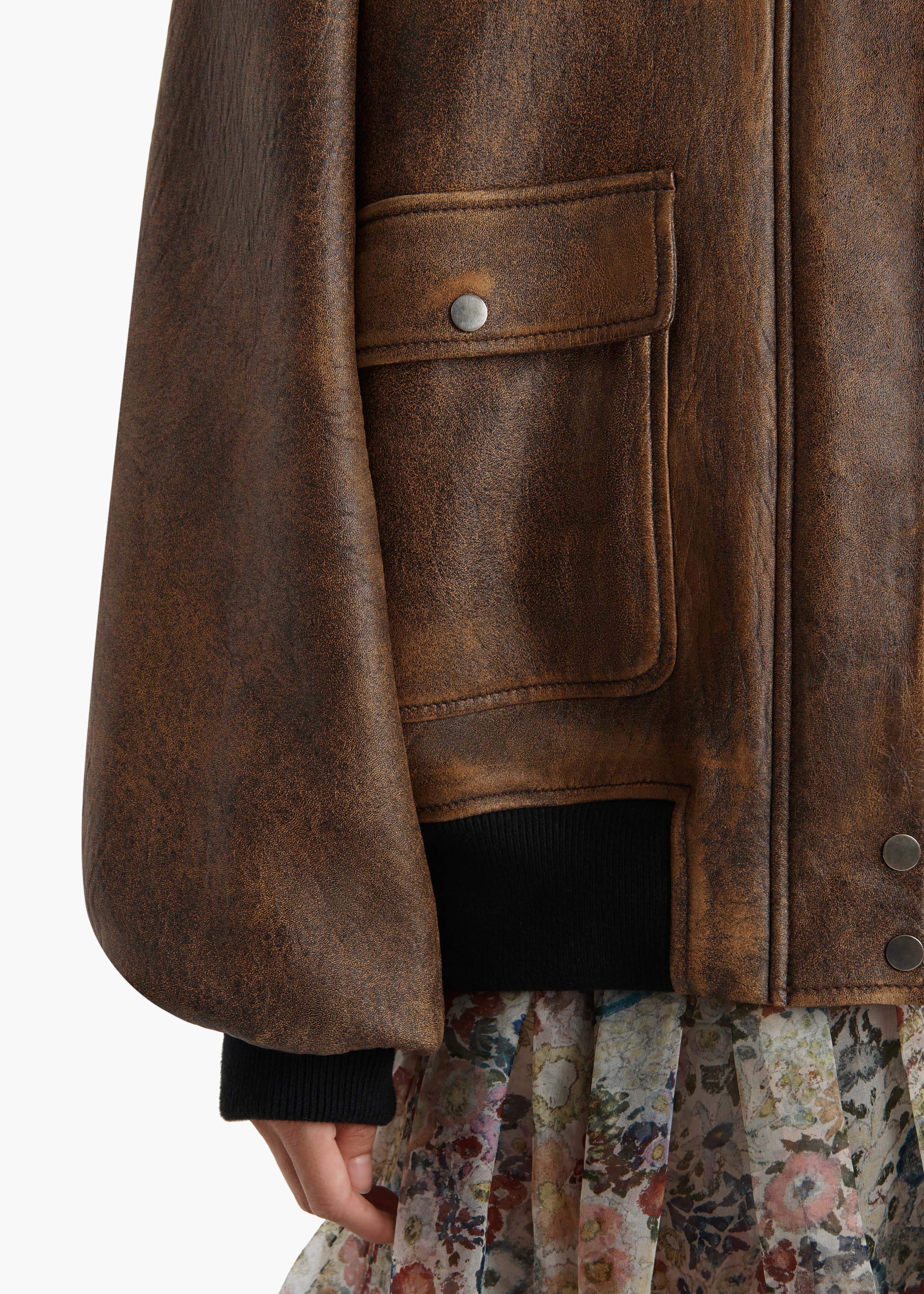 Khaite - Sandor Jacket in Dark Brown Distressed Leather - Image 6