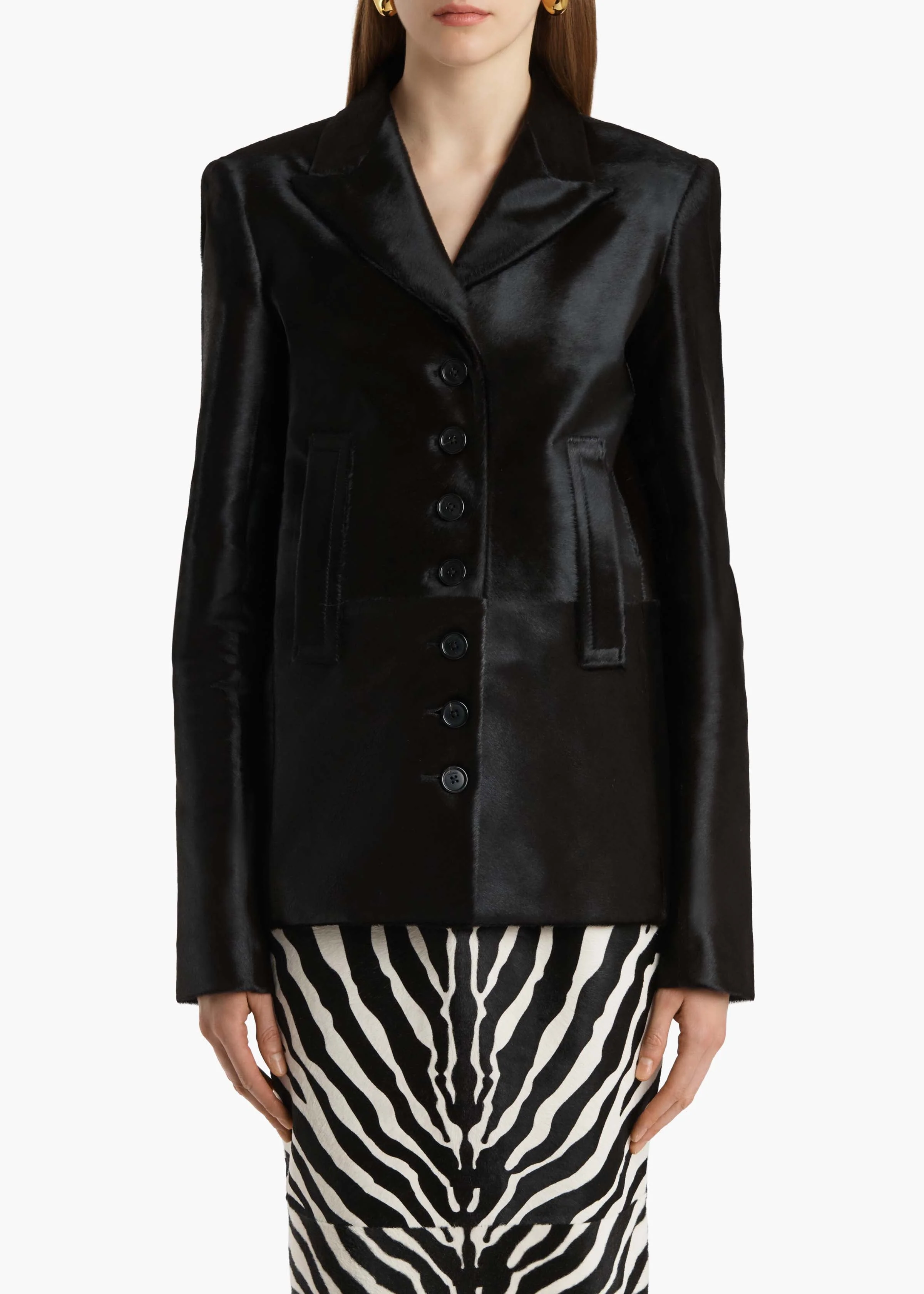 Khaite - Saraphina Jacket in Chocolate Haircalf - Image 11