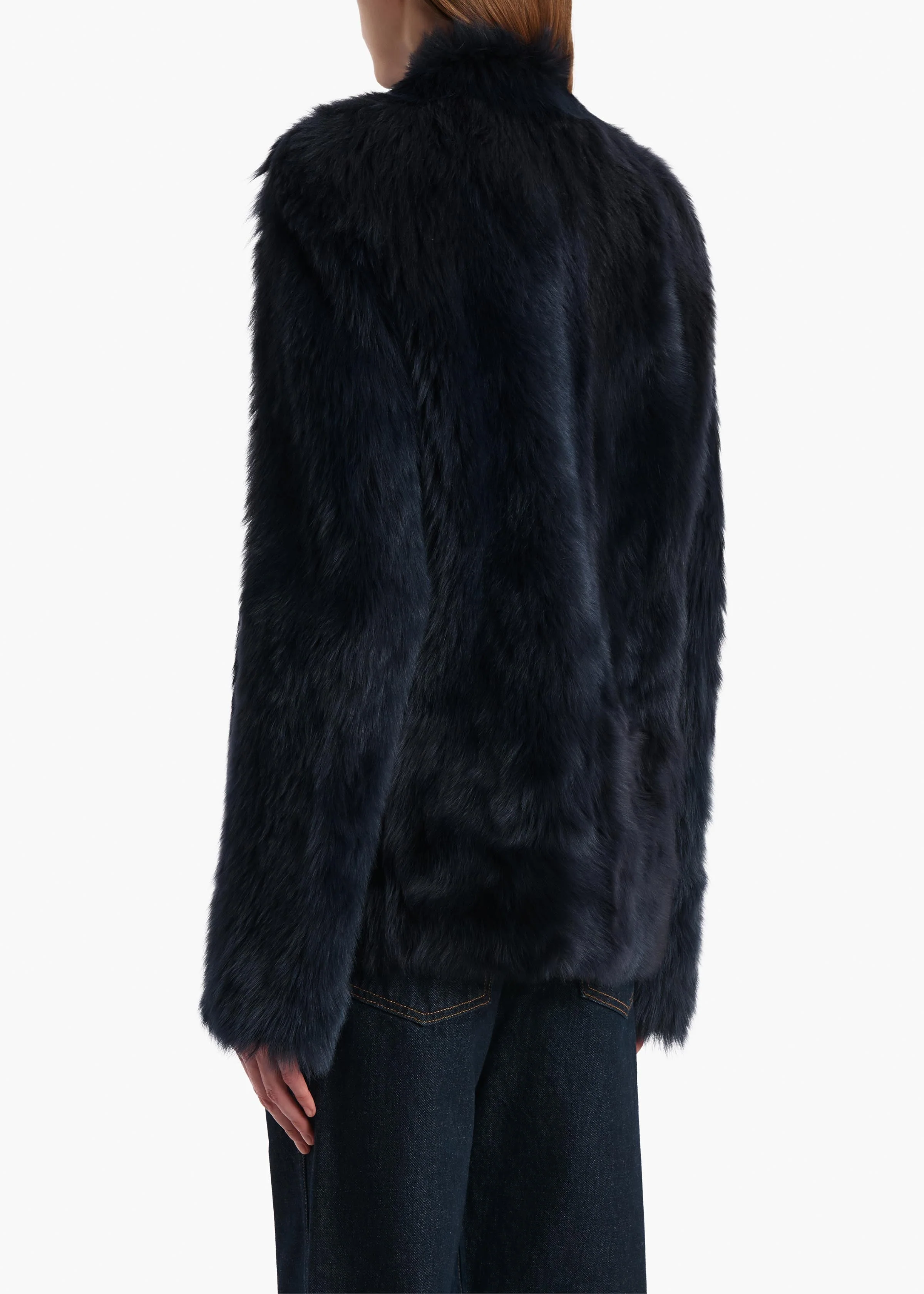 Khaite - Saraphina Jacket in Dark Navy Shearling - Image 4