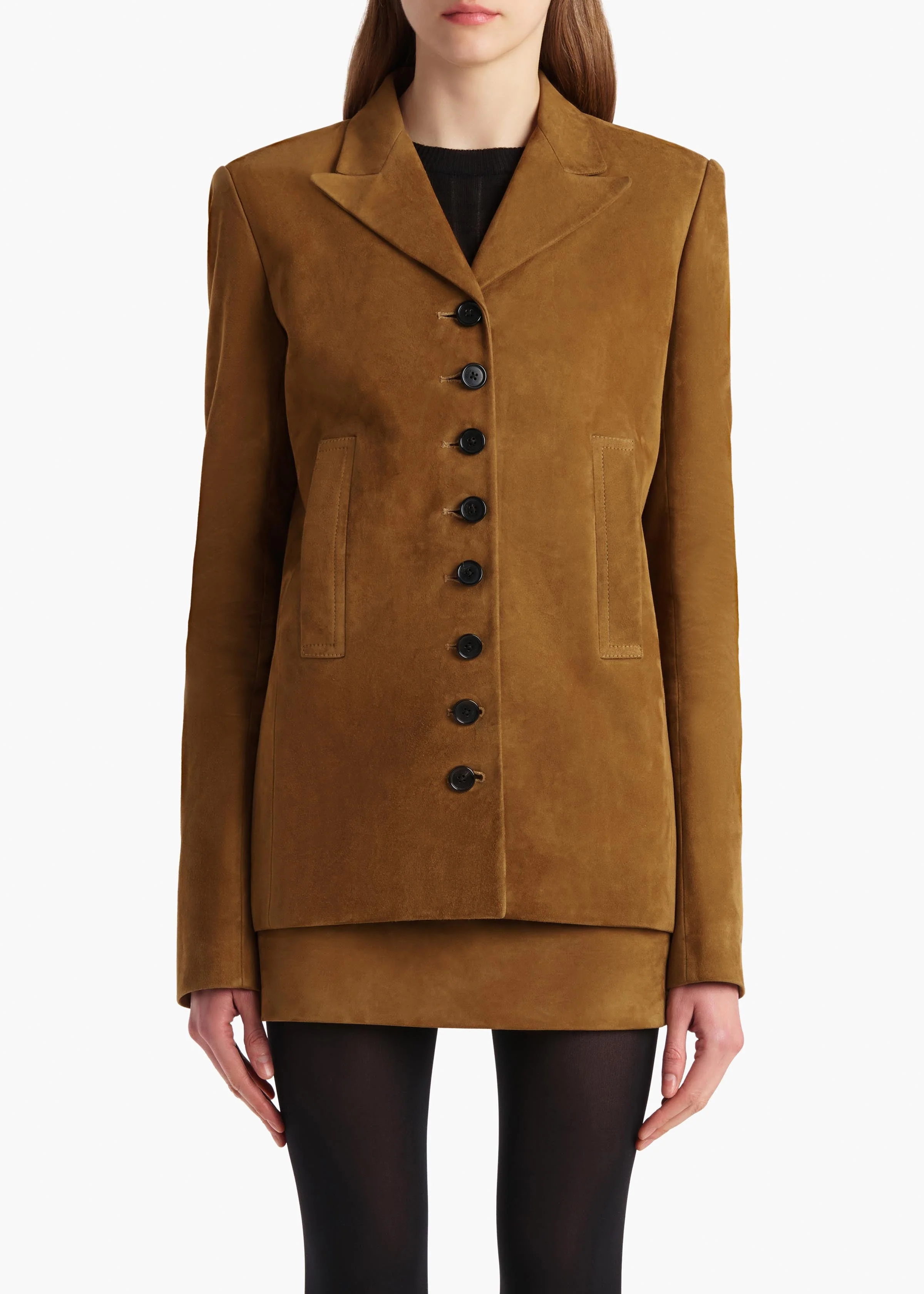 Khaite - Saraphina Jacket in Toffee Suede - Image 3