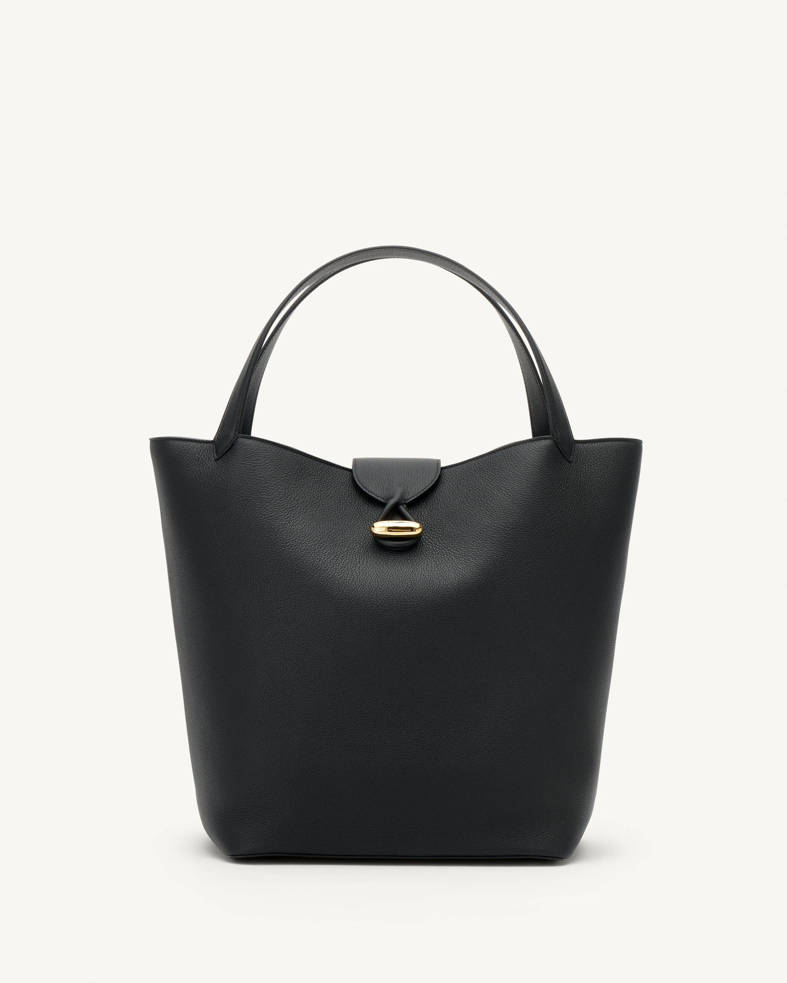 SAVETTE - Anello Tote in Black Grained Leather