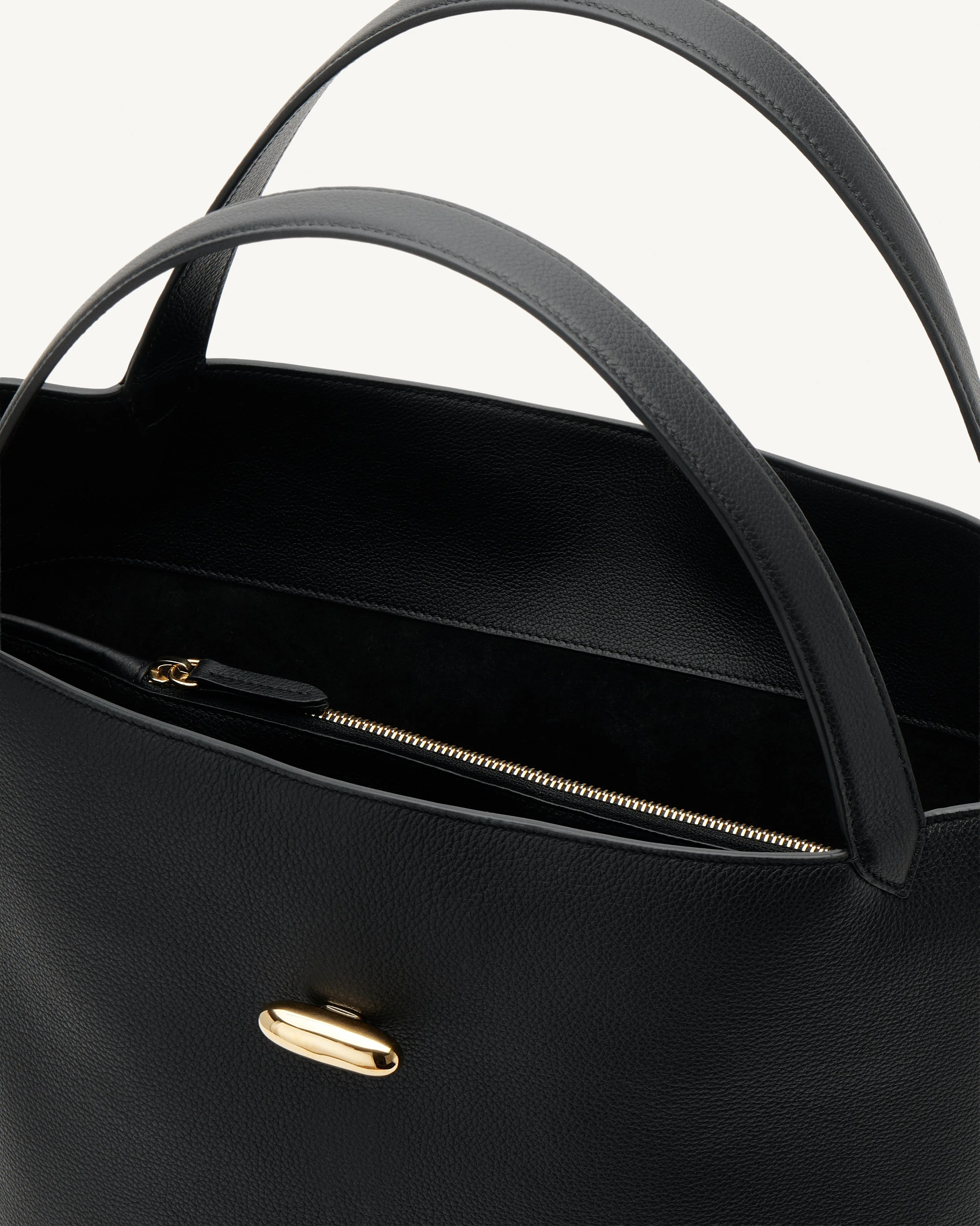 SAVETTE - Anello Tote in Black Grained Leather - Image 3