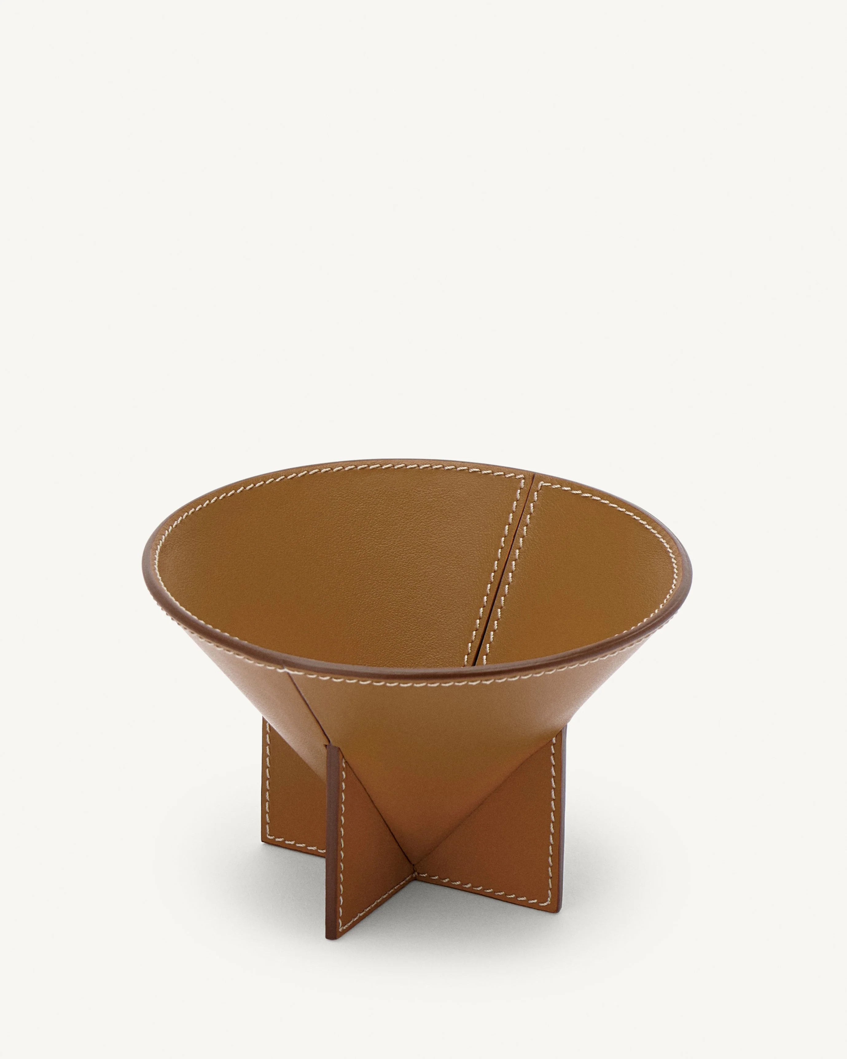 SAVETTE - Medium Leather Dish in Saddle - Image 2