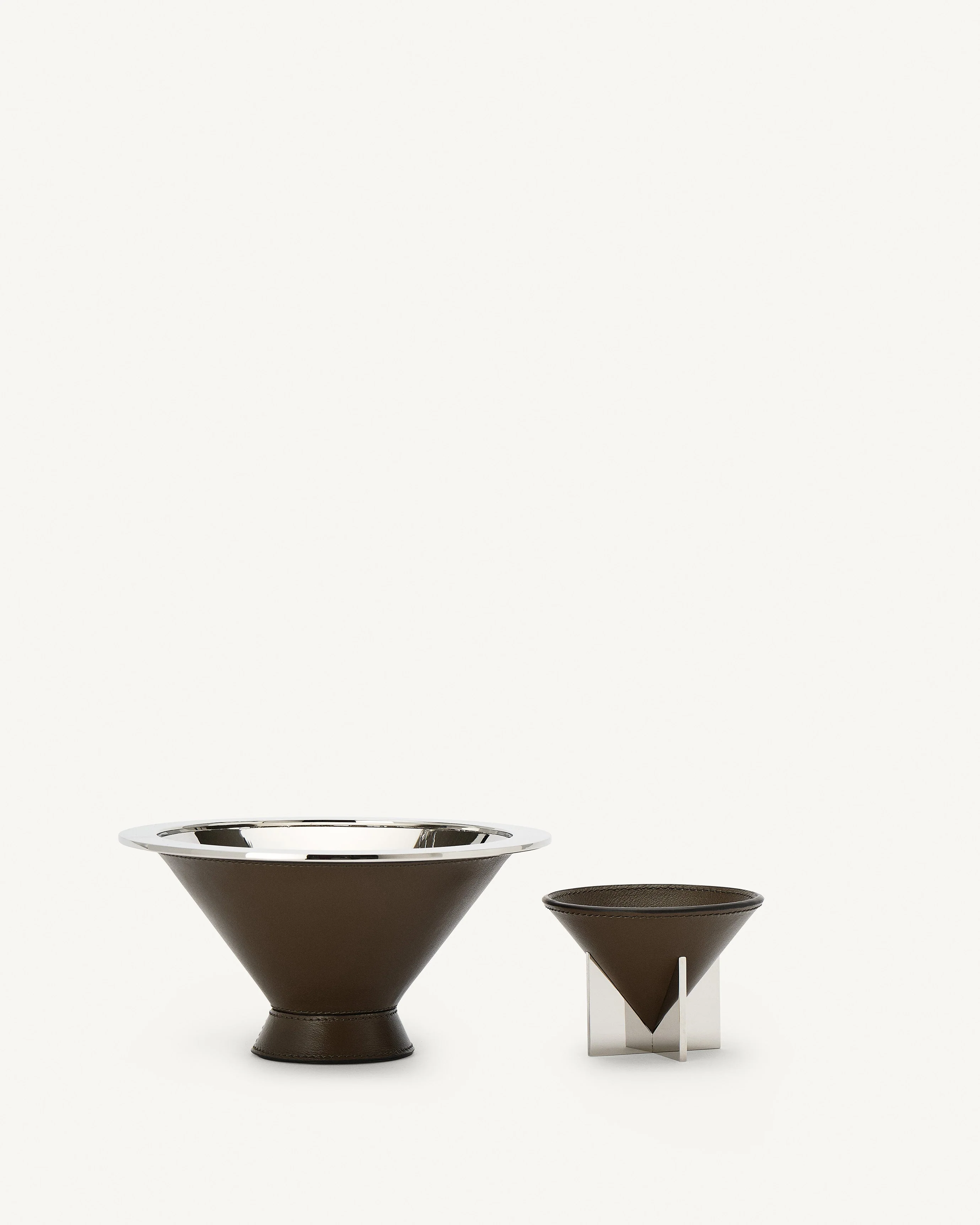 SAVETTE - Metal - Lined Dish in Mink Leather - Image 2