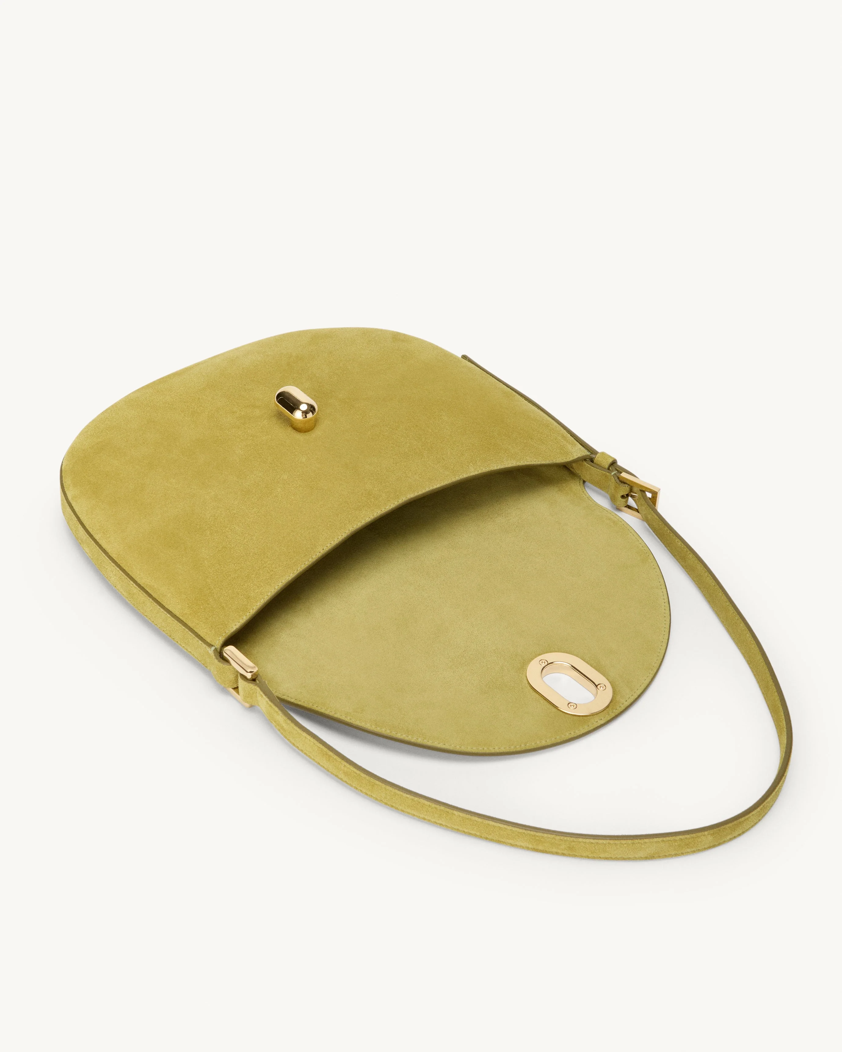 SAVETTE - Small Tondo Hobo in Chartreuse Suede - Image 3