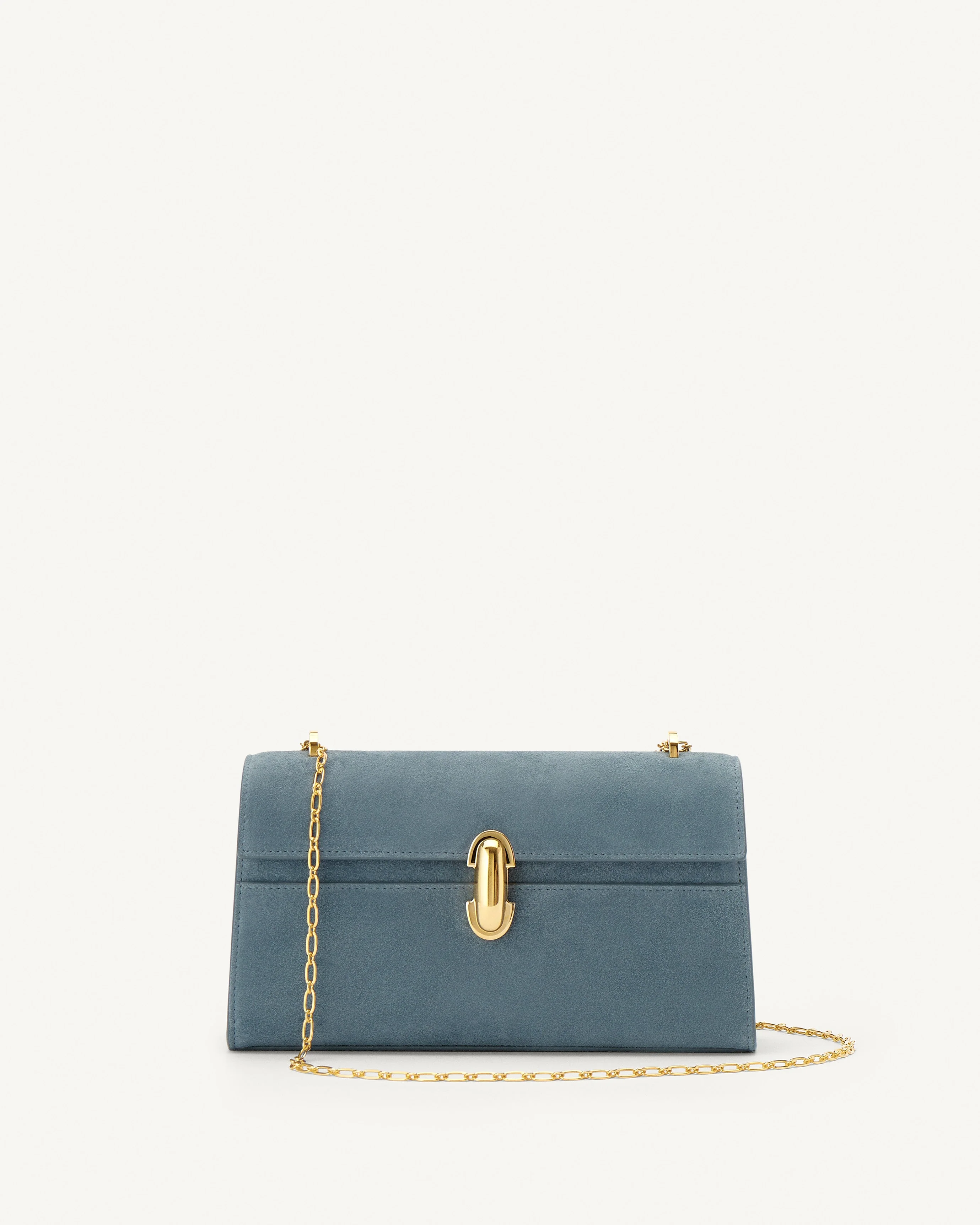 SAVETTE - Symmetry Chain Pochette in Denim Suede