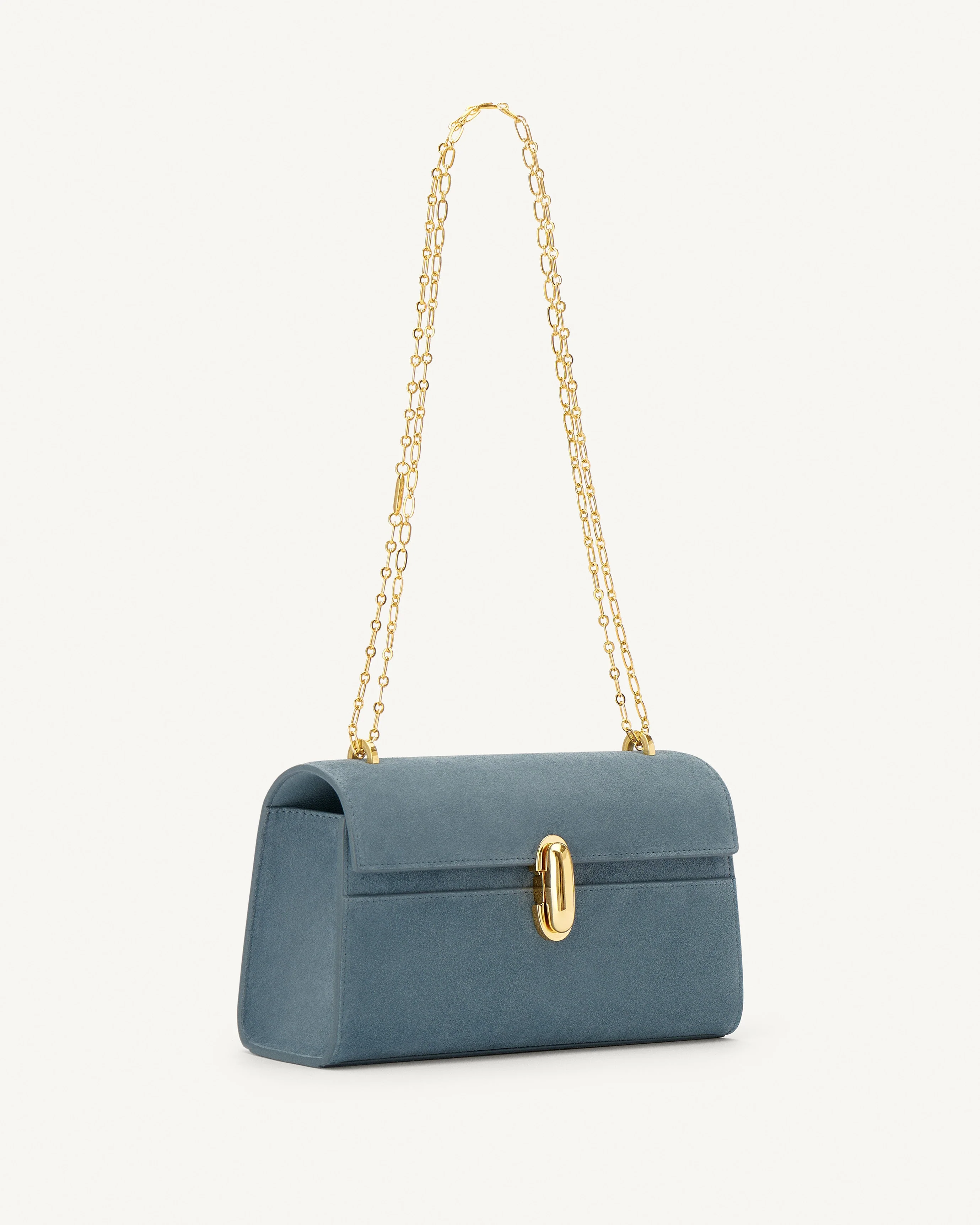 SAVETTE - Symmetry Chain Pochette in Denim Suede - Image 2